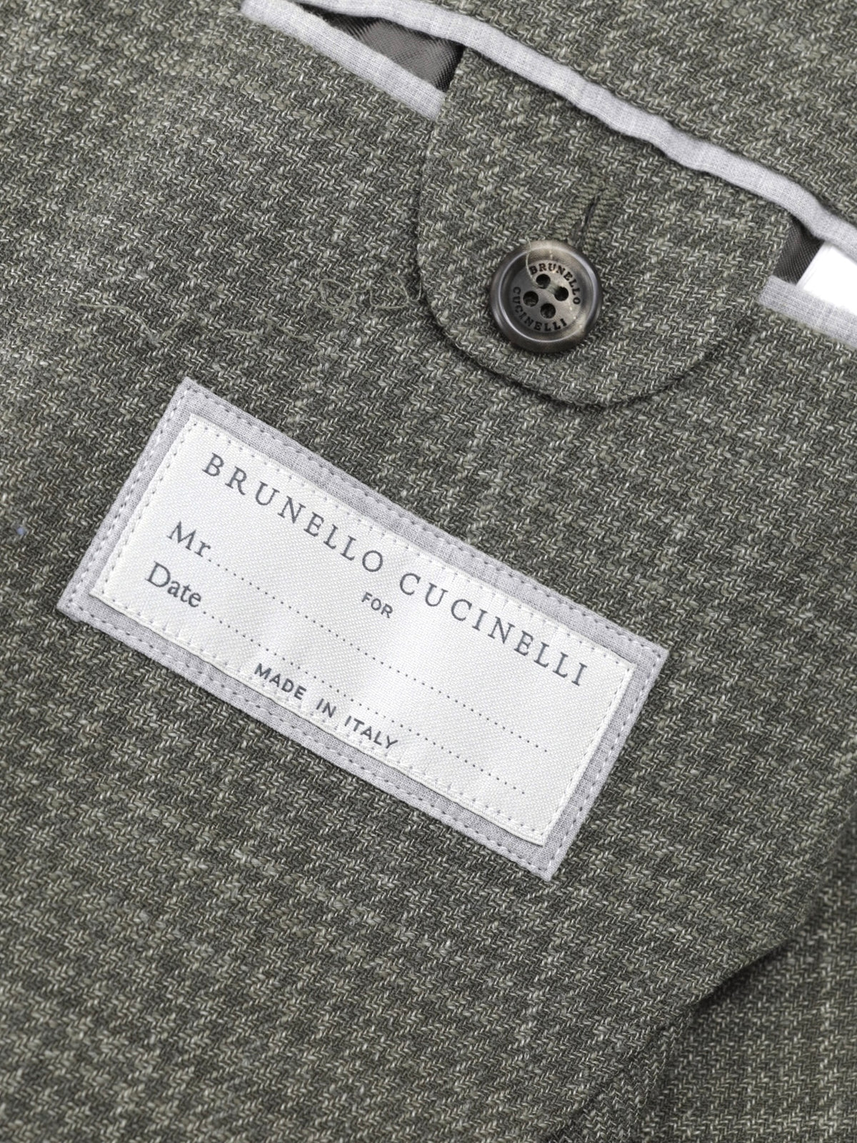 Brunello Cucinelli Sage Green Wool, Linen & Silk Pied de Poule Jacket