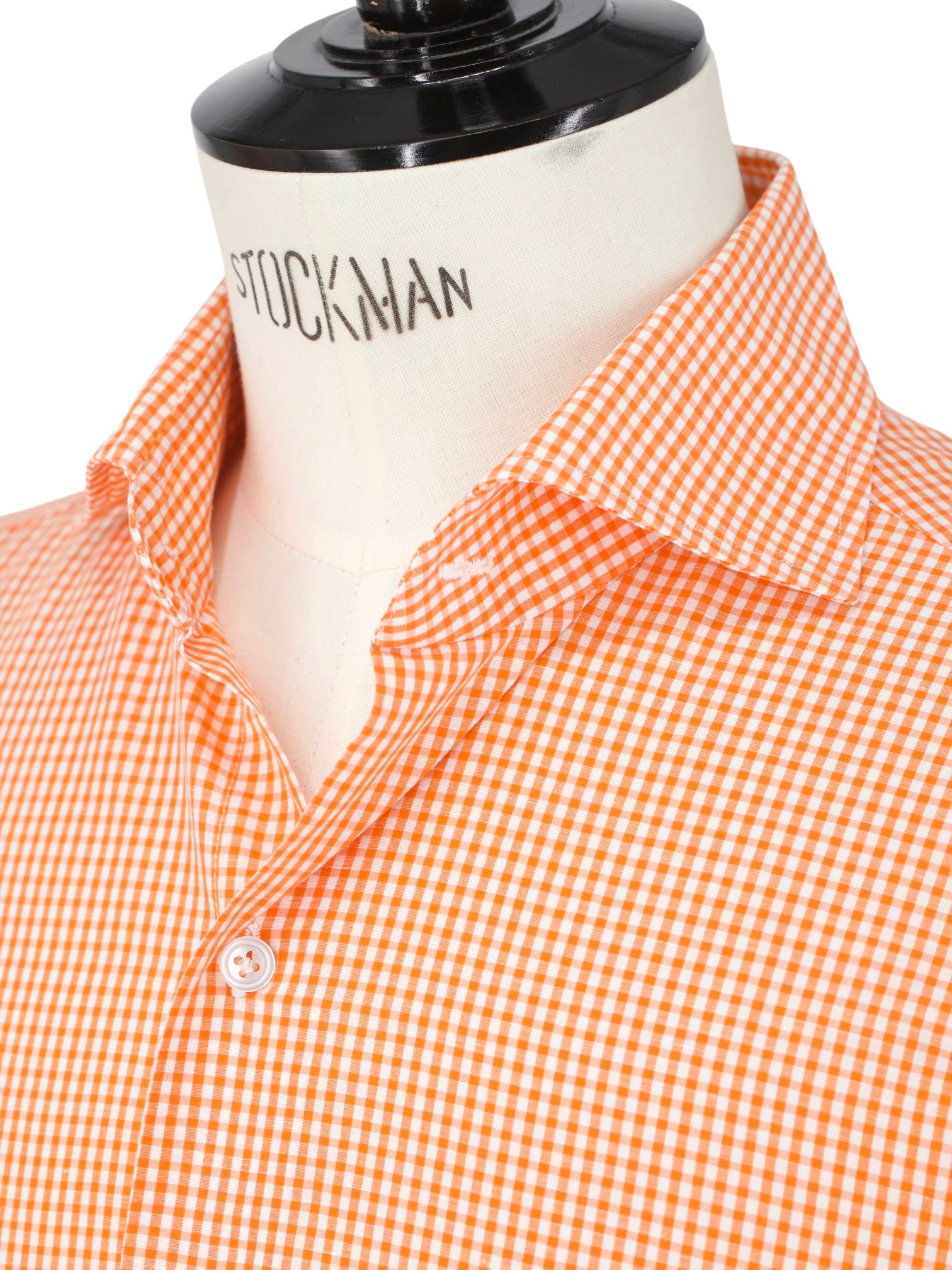 Finamore Orange & White Cotton Gingham Check Shirt