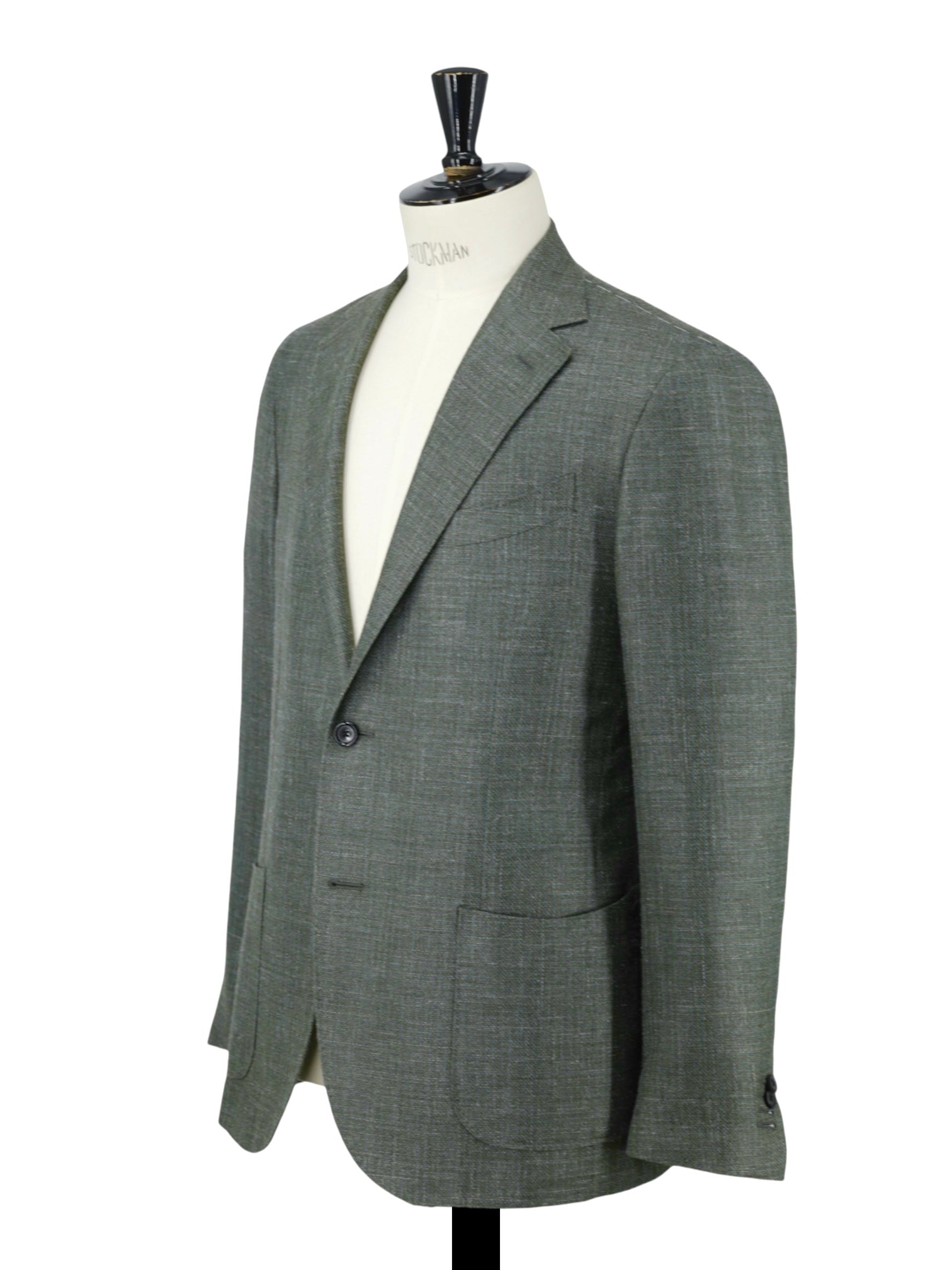 Corneliani Green Wool, Silk & Linen Basketweave "Sartoria Light "Jacket