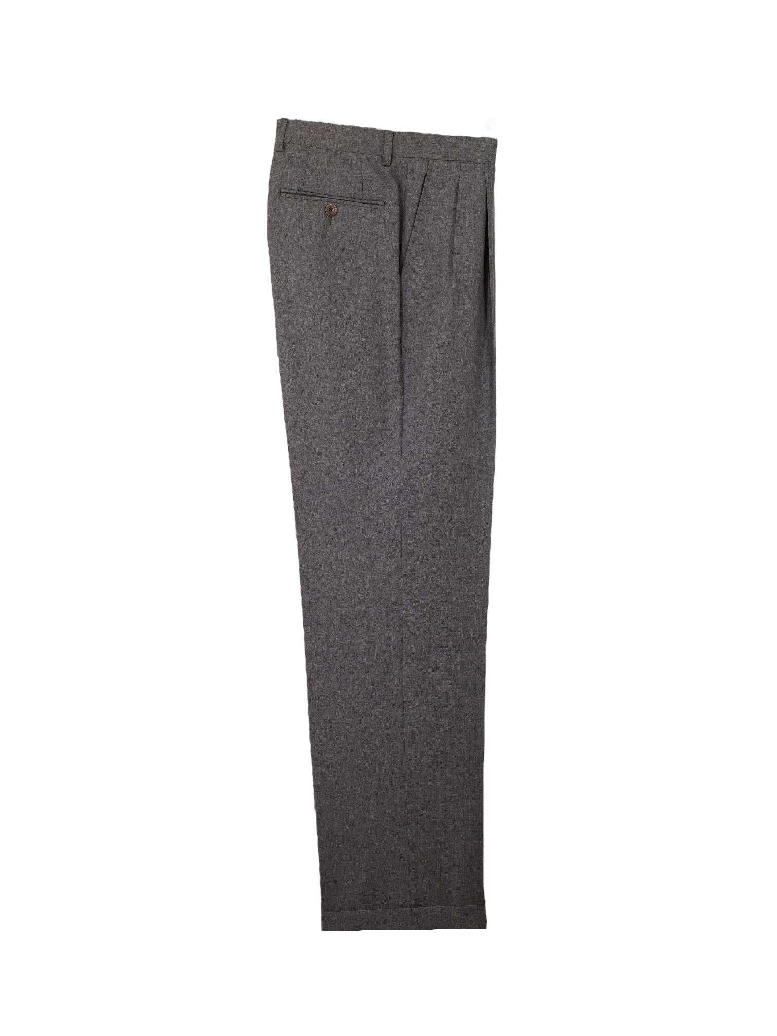 Canali Grey Wool Twill Double-Pleated Trousers