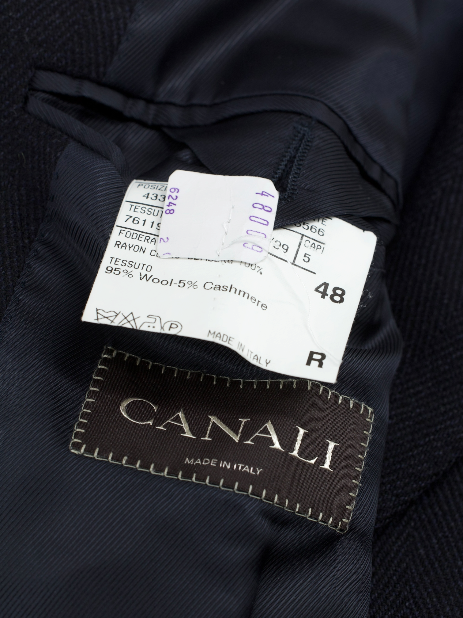 Canali Black Classic Wool & Cashmere Herringbone Overcoat