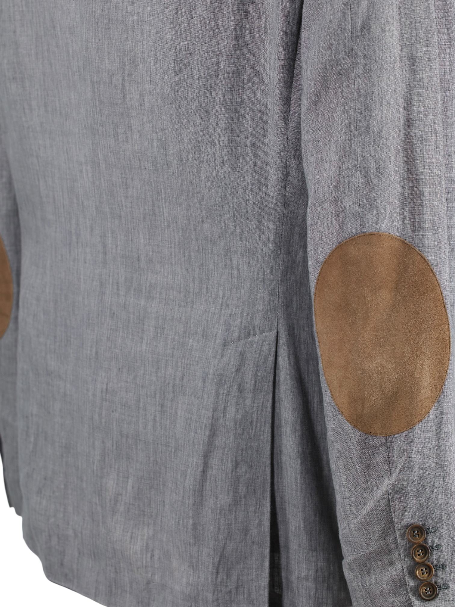 Brunello Cucinelli Light Grey Linen Elbow-Patch Italian-Countryside Jacket