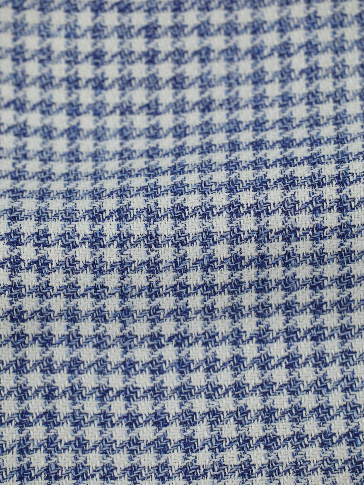 Kiton Chambray Blue Linen, Silk & Cotton Pied de Poule Jacket