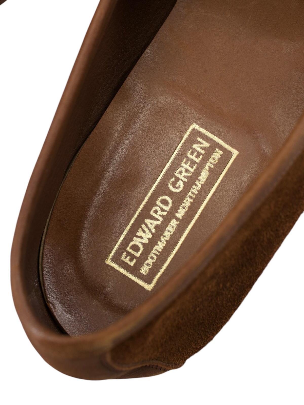 Edward Green Brown Baby-Calf Suede Portland Unlined Tassel Loafer