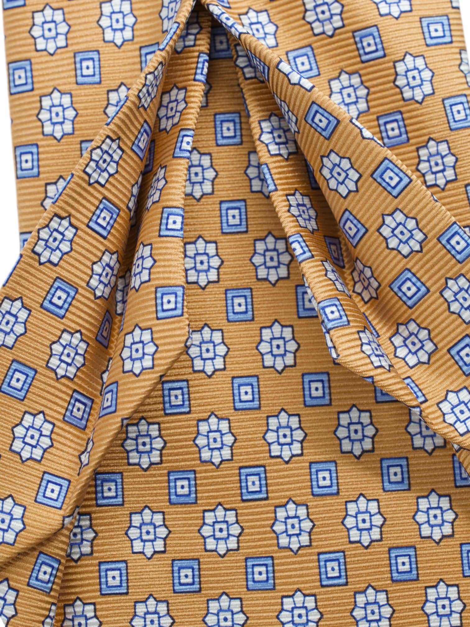 Luigi Borrelli 5-Fold Peach & Light Blue Silk Floral Pattern Tie