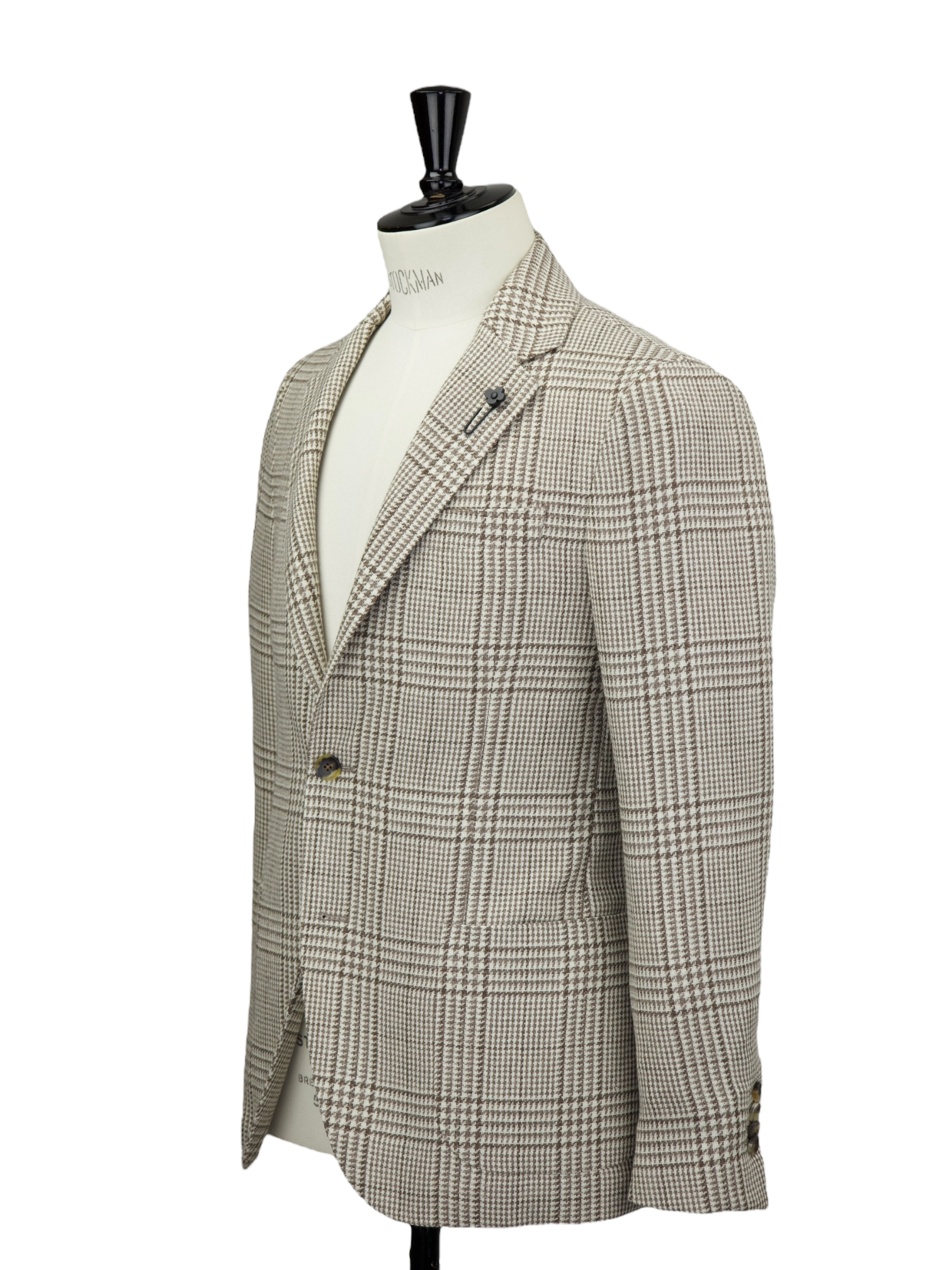 Lardini Taupe Wool, Alpaca & Silk Prince of Wales Jacket