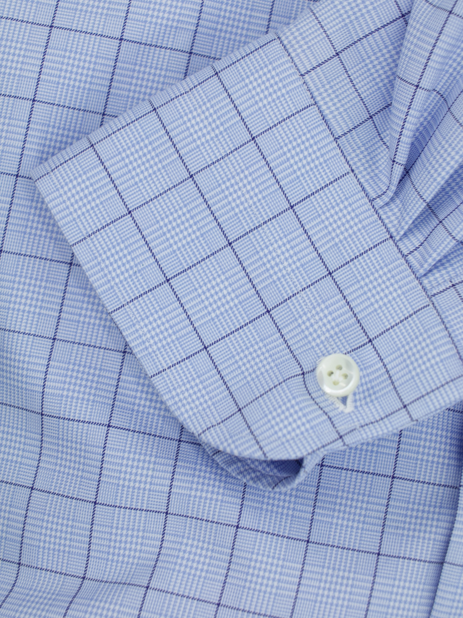 Luigi Borrelli Blue Heavyweight Cotton Prince of Wales Shirt