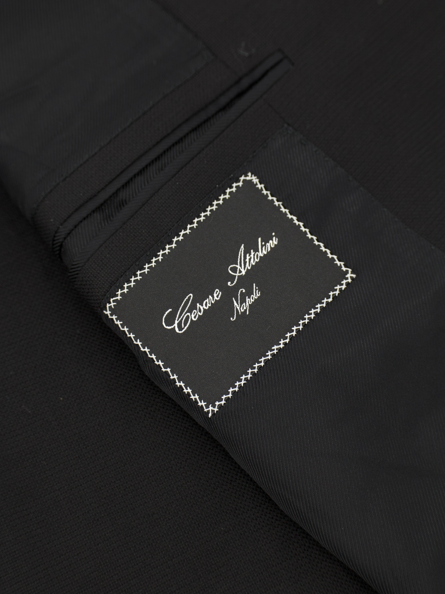 Cesare Attolini Black Super 130's Hopsack Blazer Jacket