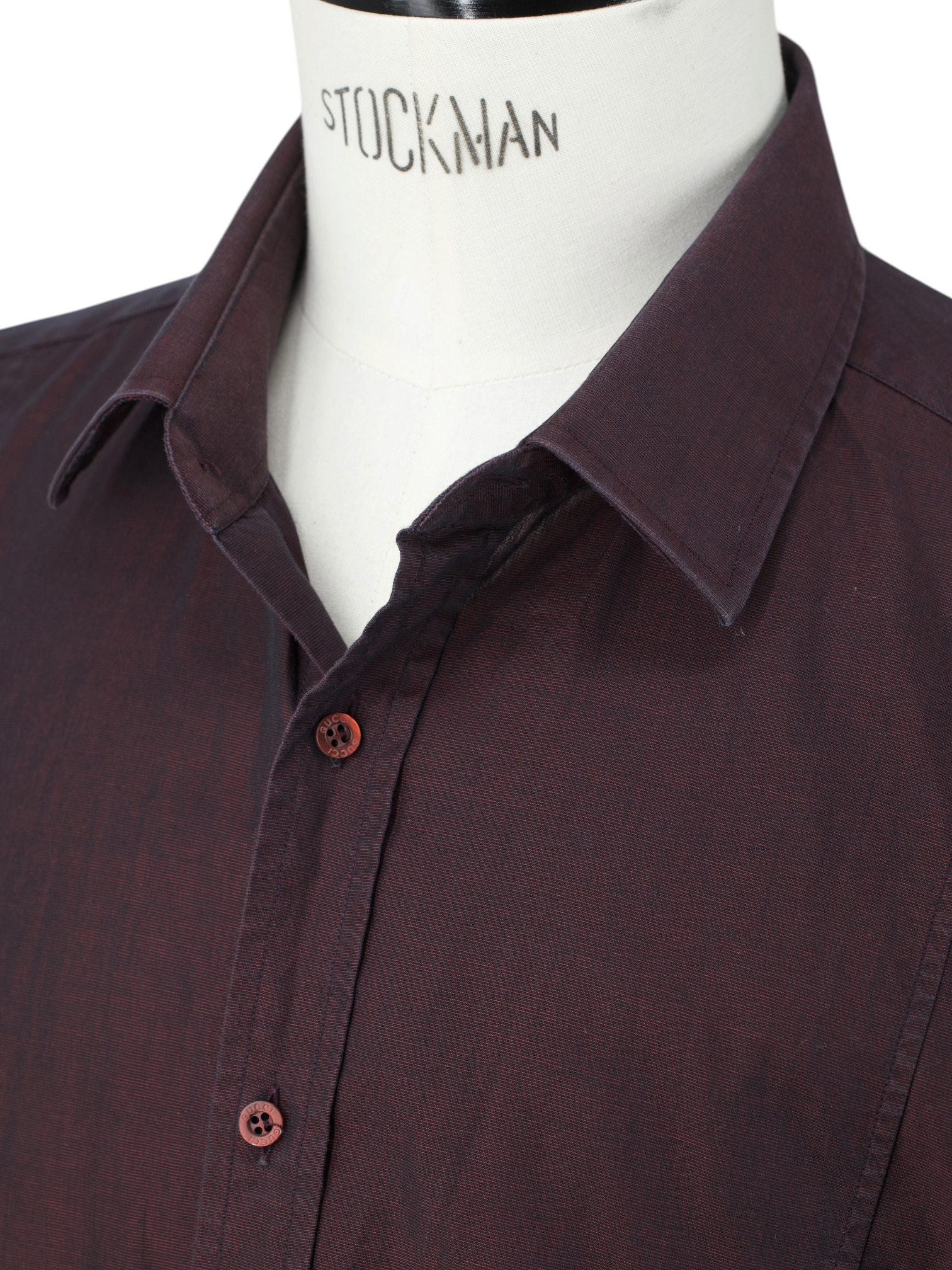 Gucci by Tom Ford Maroon Iridescent-Cotton Vintage Dress Shirt