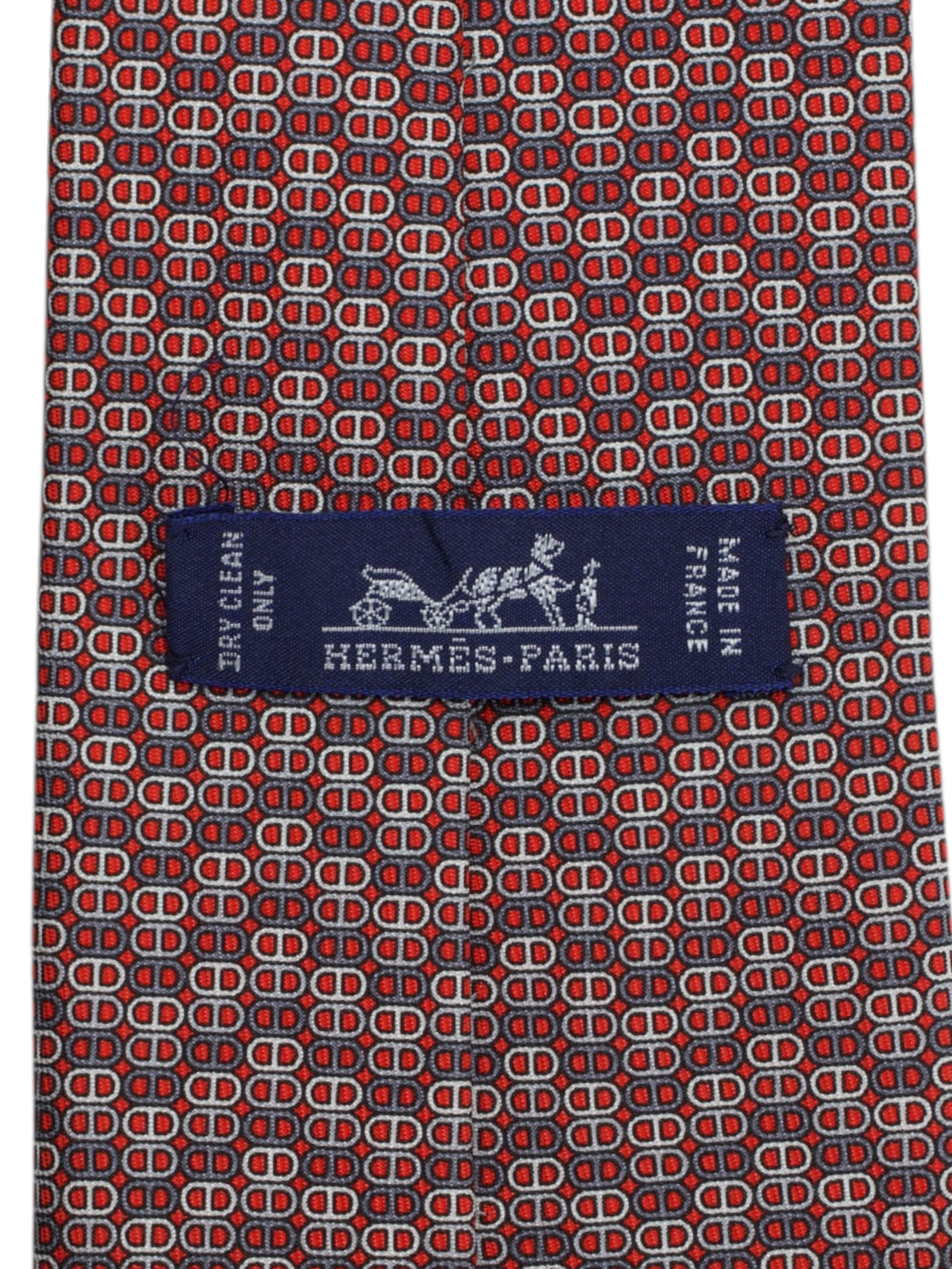 Hermès Blue & Red Silk Foulard Pattern Tie