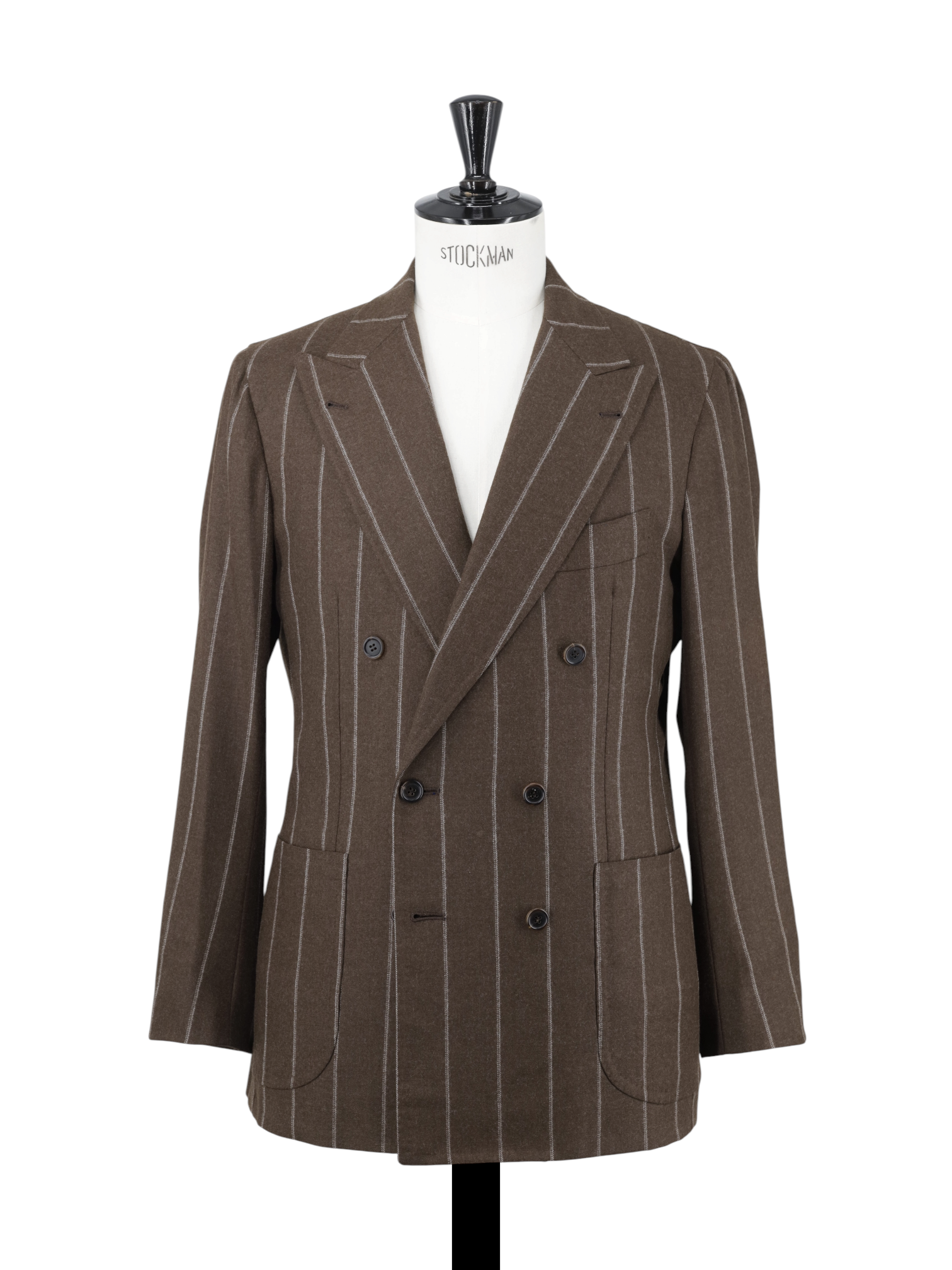 Orazio Luciano Dark Brown Double-Breasted Wool-Flannel Chalkstripe Suit