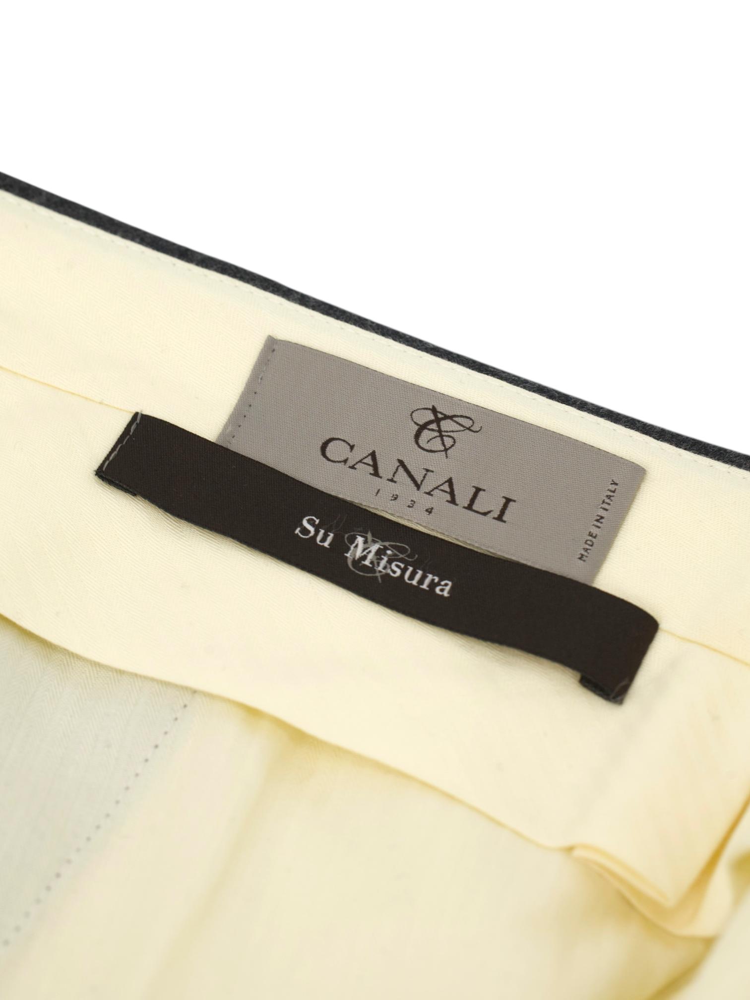 Canali Dark Grey Wool Flannel Winter Trousers