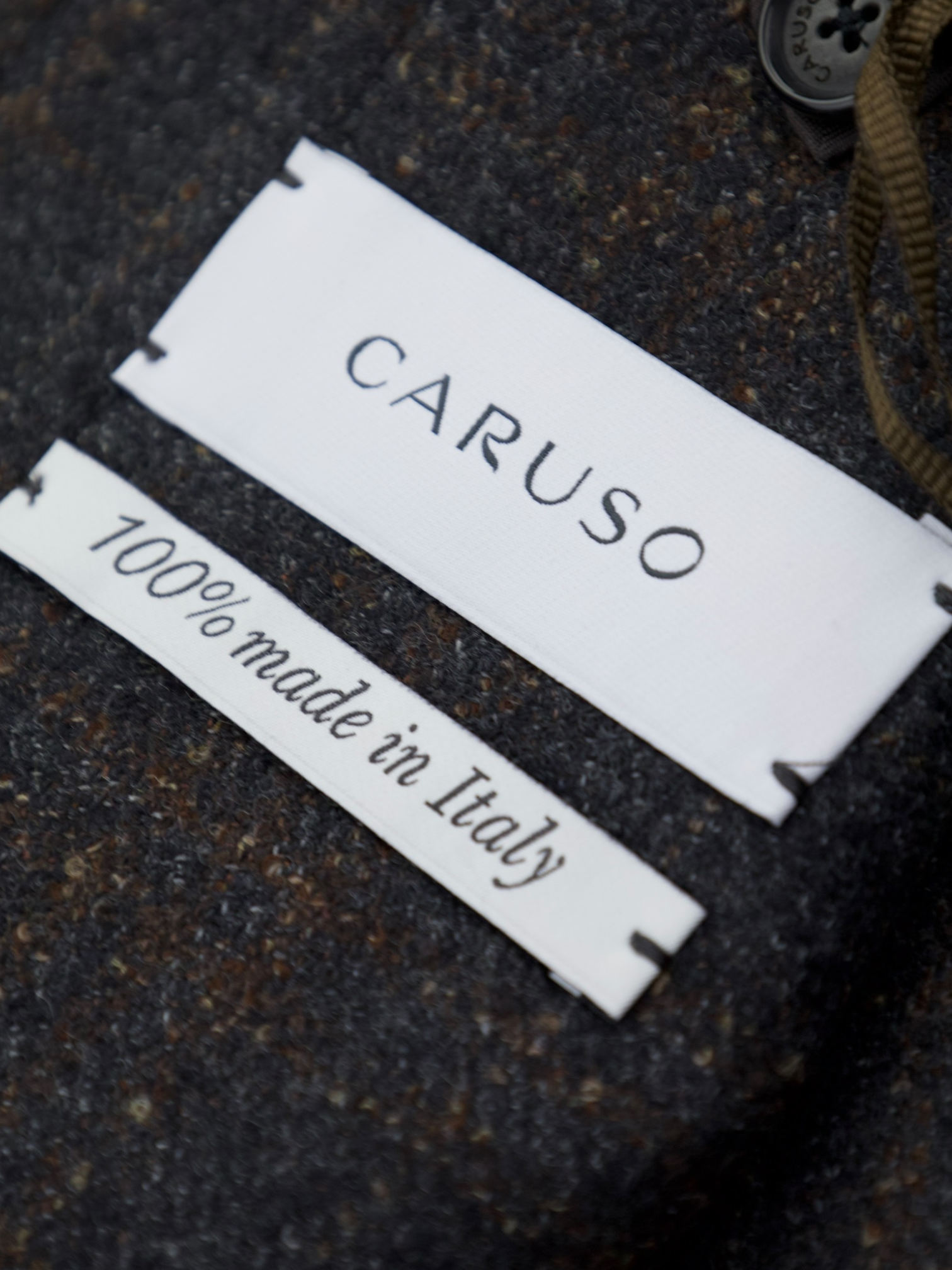 Caruso Dark Brown Wool-Stretch Micro-Pattern Aida Jacket