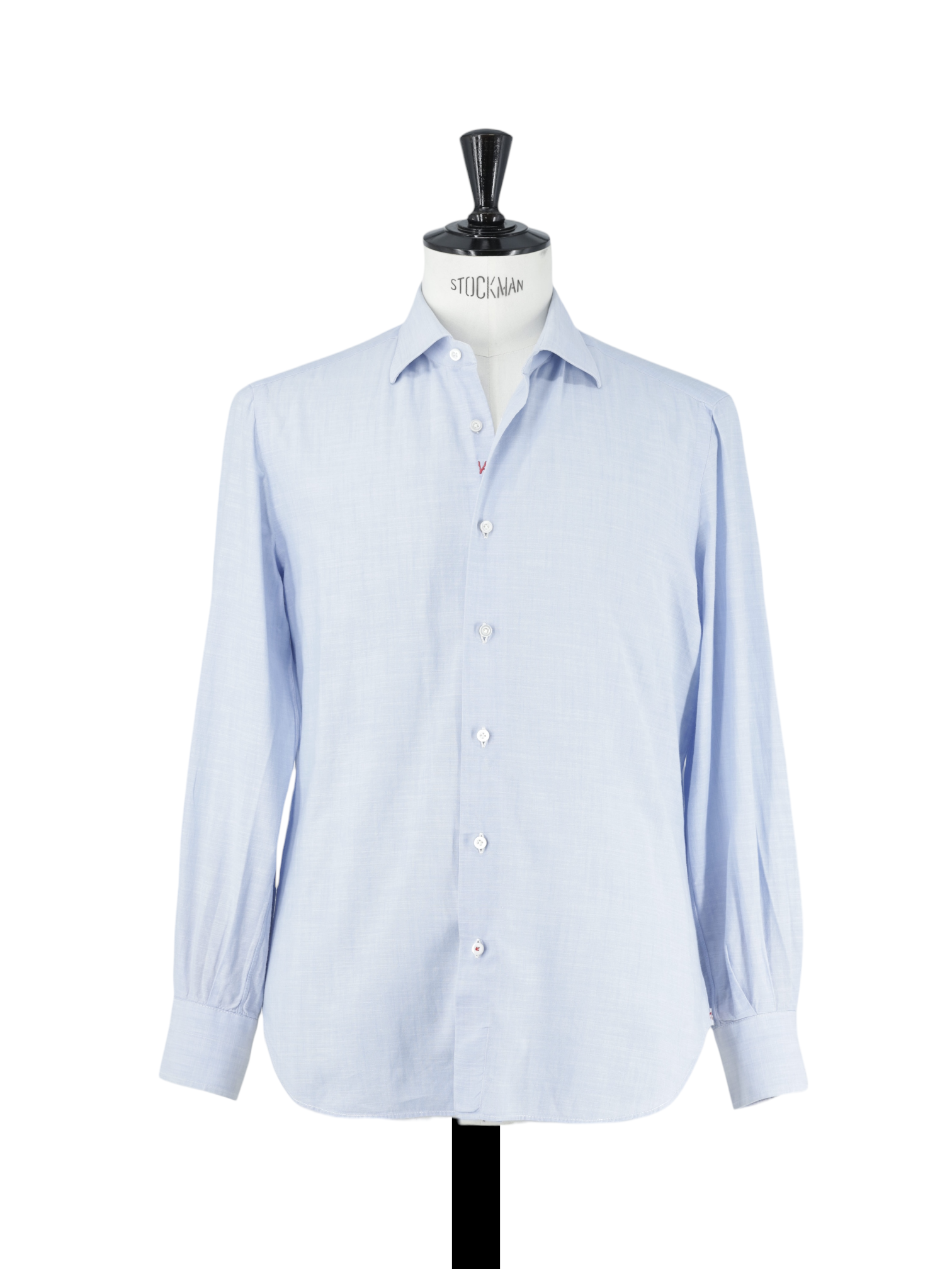 Isaia Light Blue Cotton Mélange Kent-Collar Shirt
