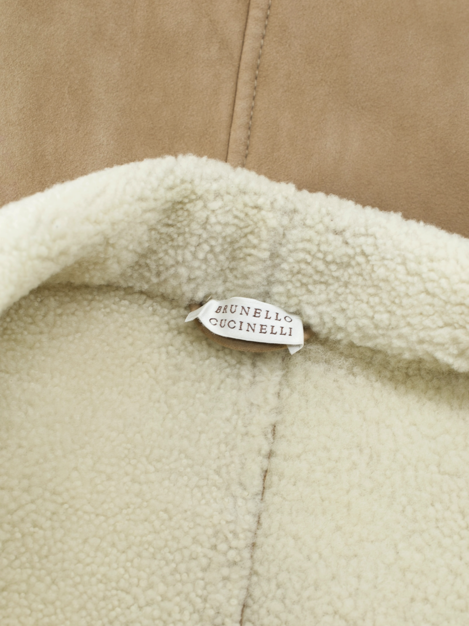 Brunello Cucinelli Beige Suède Lammy Coat