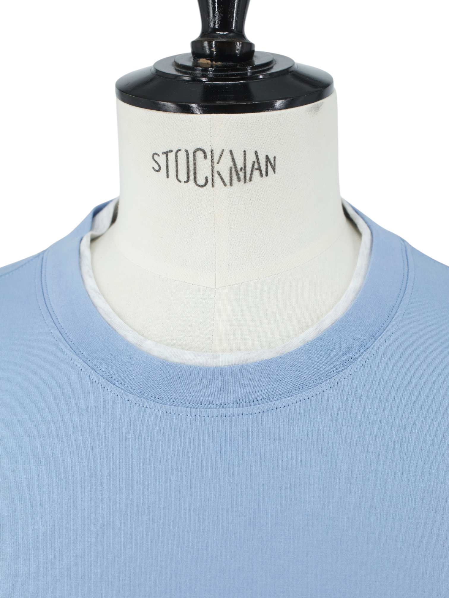 Brunello Cucinelli Light Blue & White Cotton Faux-Layering T-Shirt