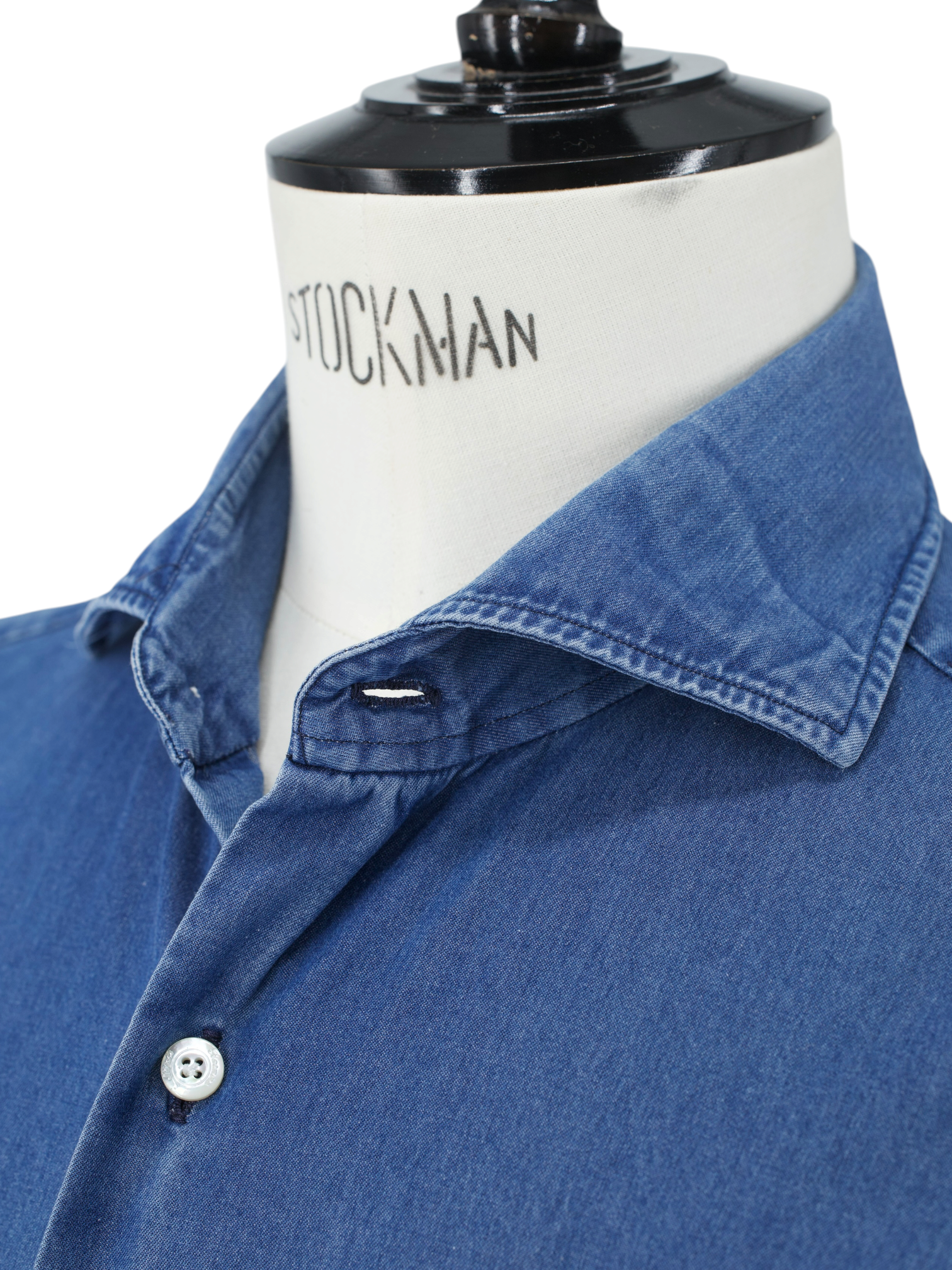 Finamore Blue Pure Cotton “Esclusiva” Sartorial Denim Shirt