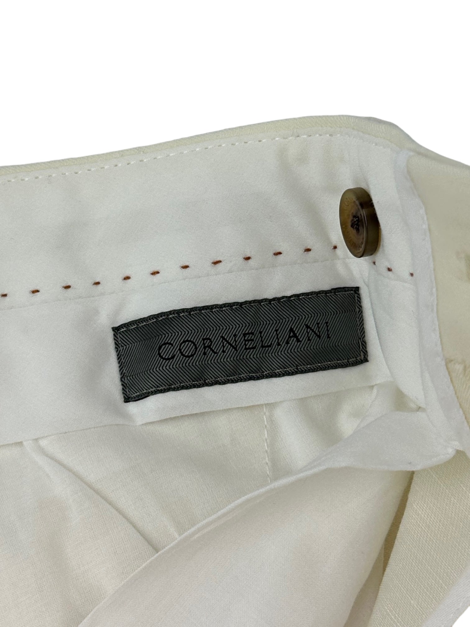Corneliani Off-White Wool & Linen Trousers