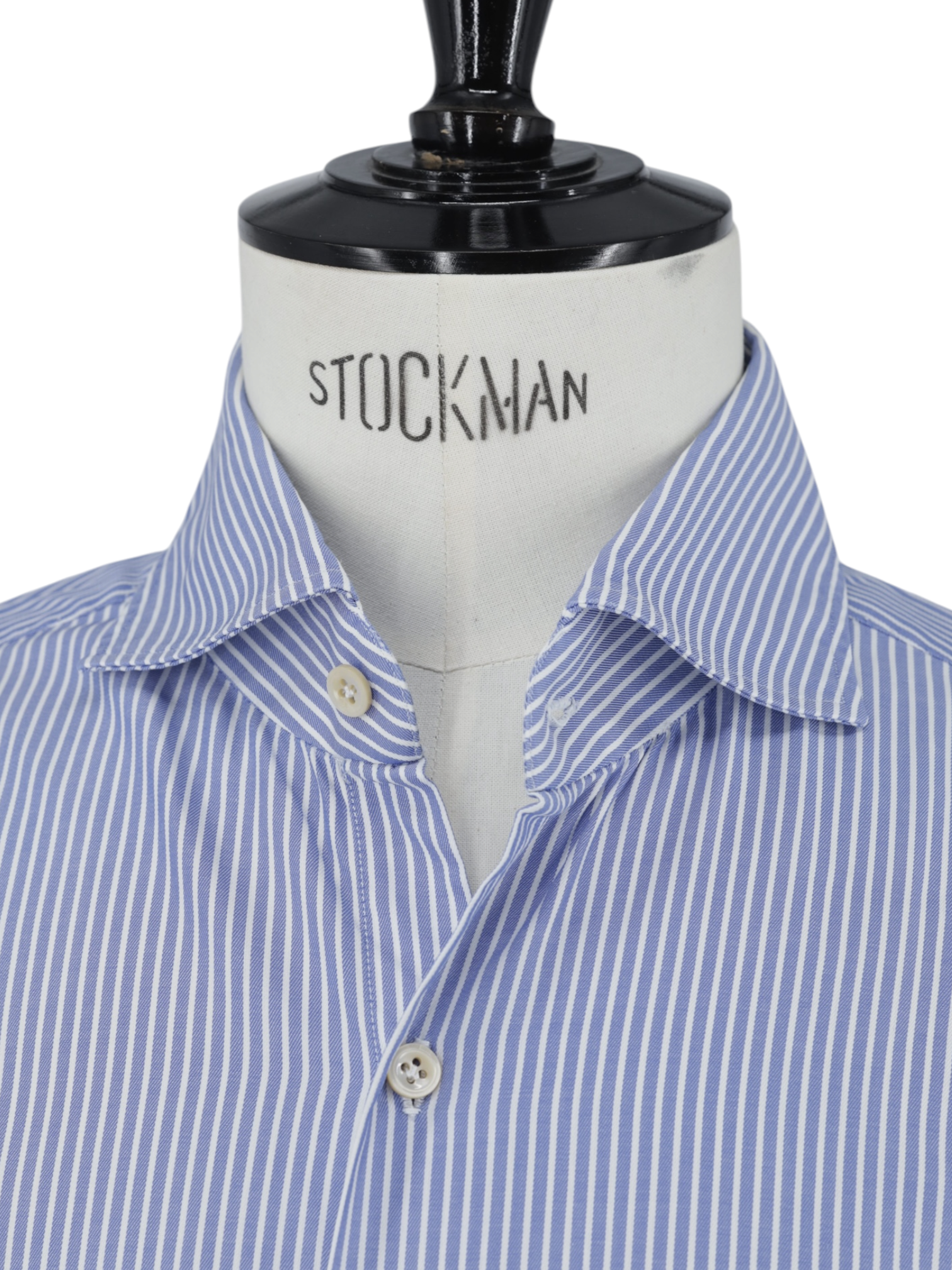 Finamore Blue & White Cotton Pinstripe Eduardo Shirt