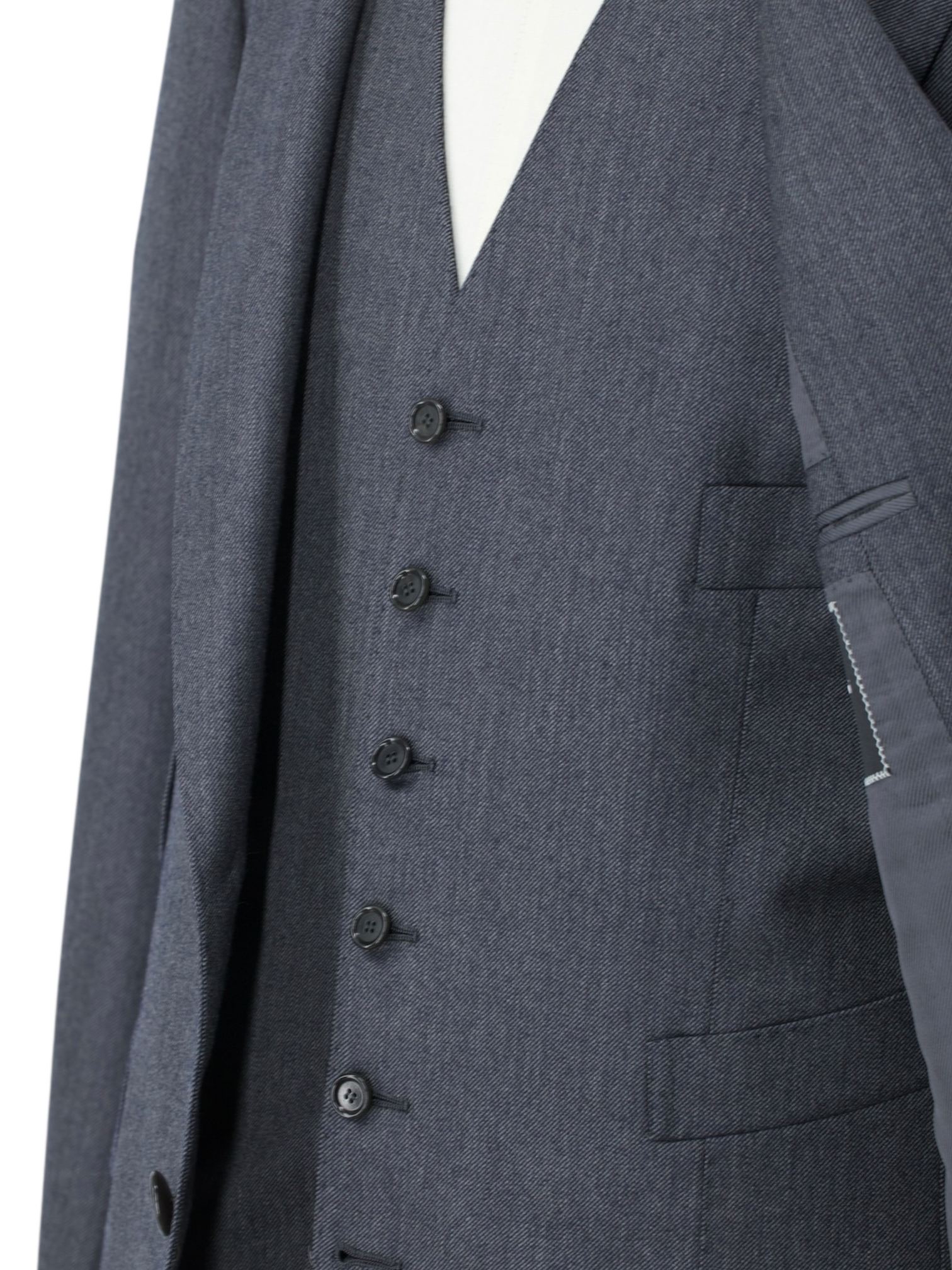 Cesare Attolini 3-Piece Grey Super 130's & Cashmere Peak-Lapel Suit