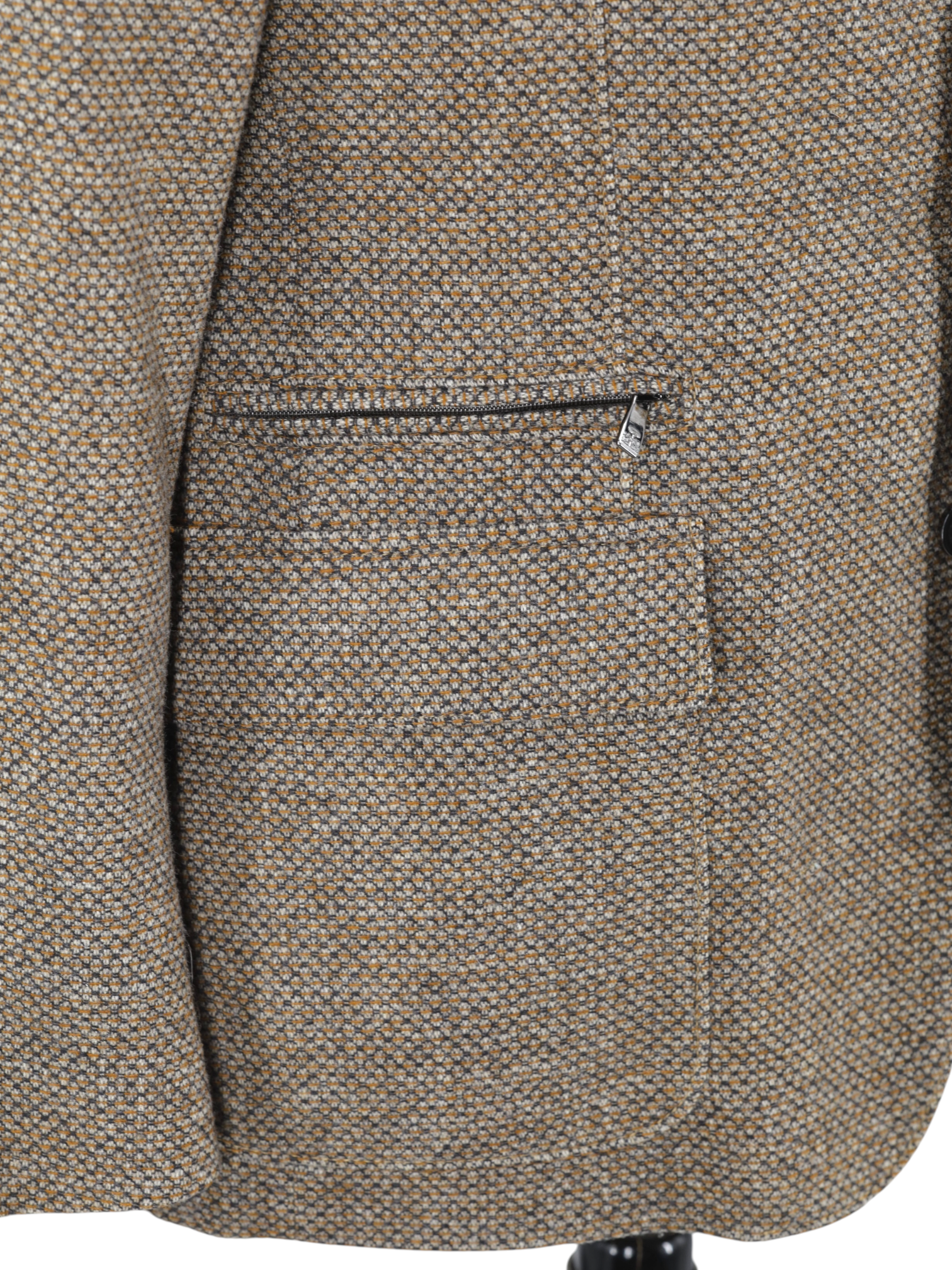 Corneliani ID Brown & Orange Wool & Cashmere Bicolor Micro-Pattern Vespa Jacket
