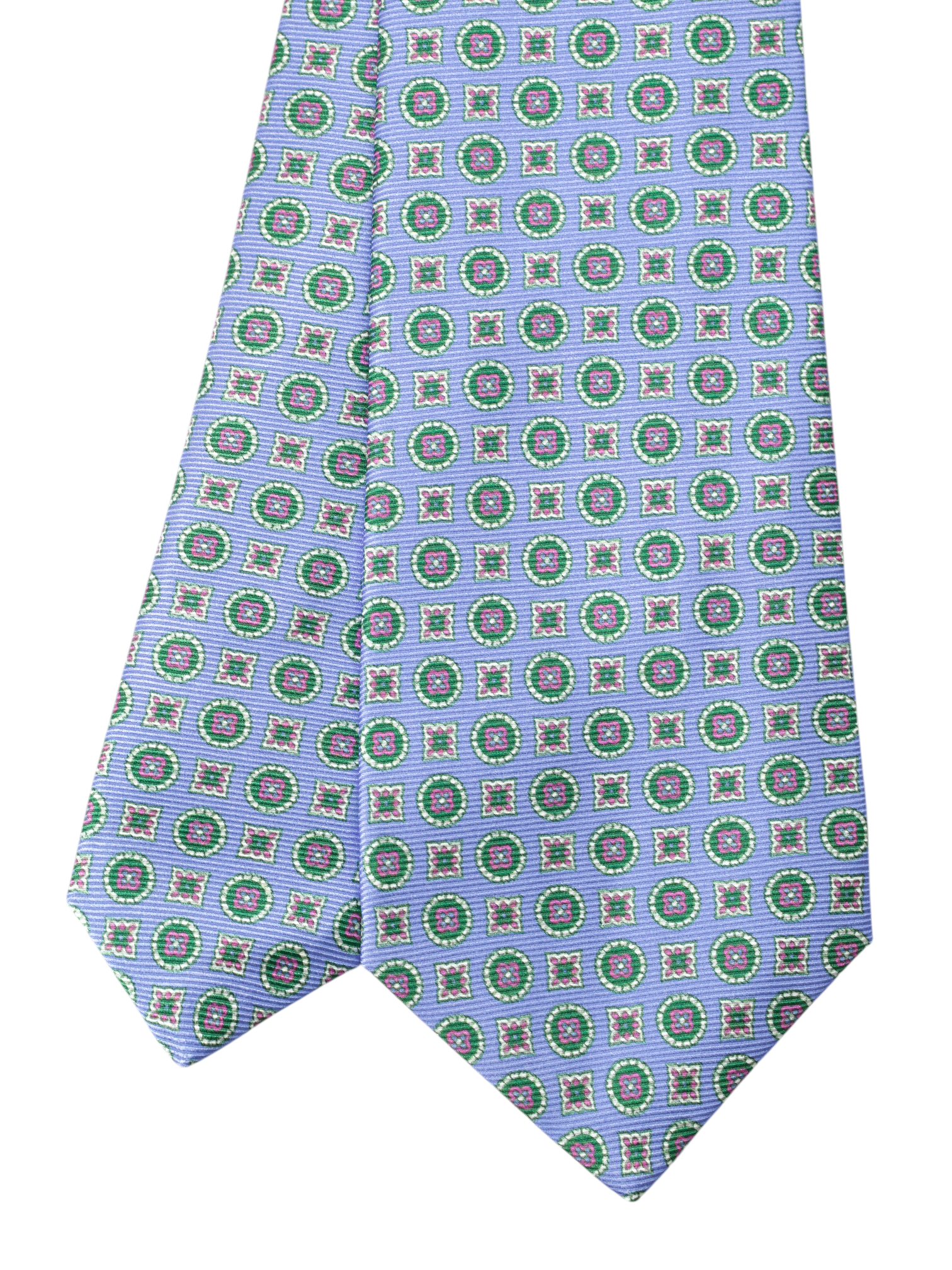 Kiton 5-Fold Light Blue & Multicolor Geometric Tie