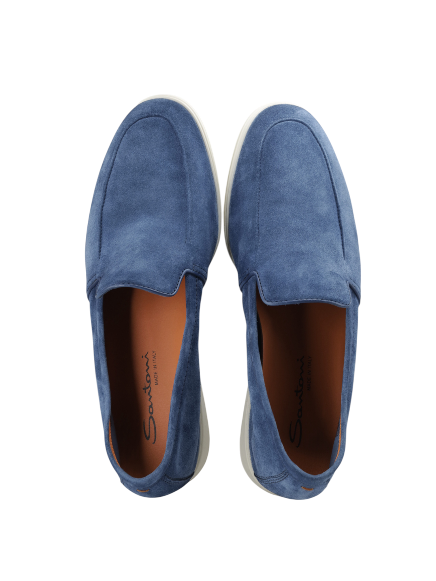 Santoni Light Blue Suede Malibu Loafer