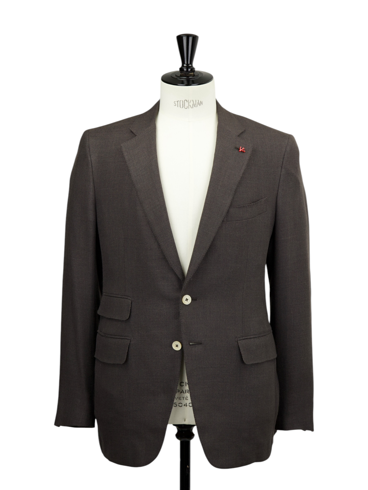 Isaia Dark Brown Wool, Silk & Linen Hopsack Jacket