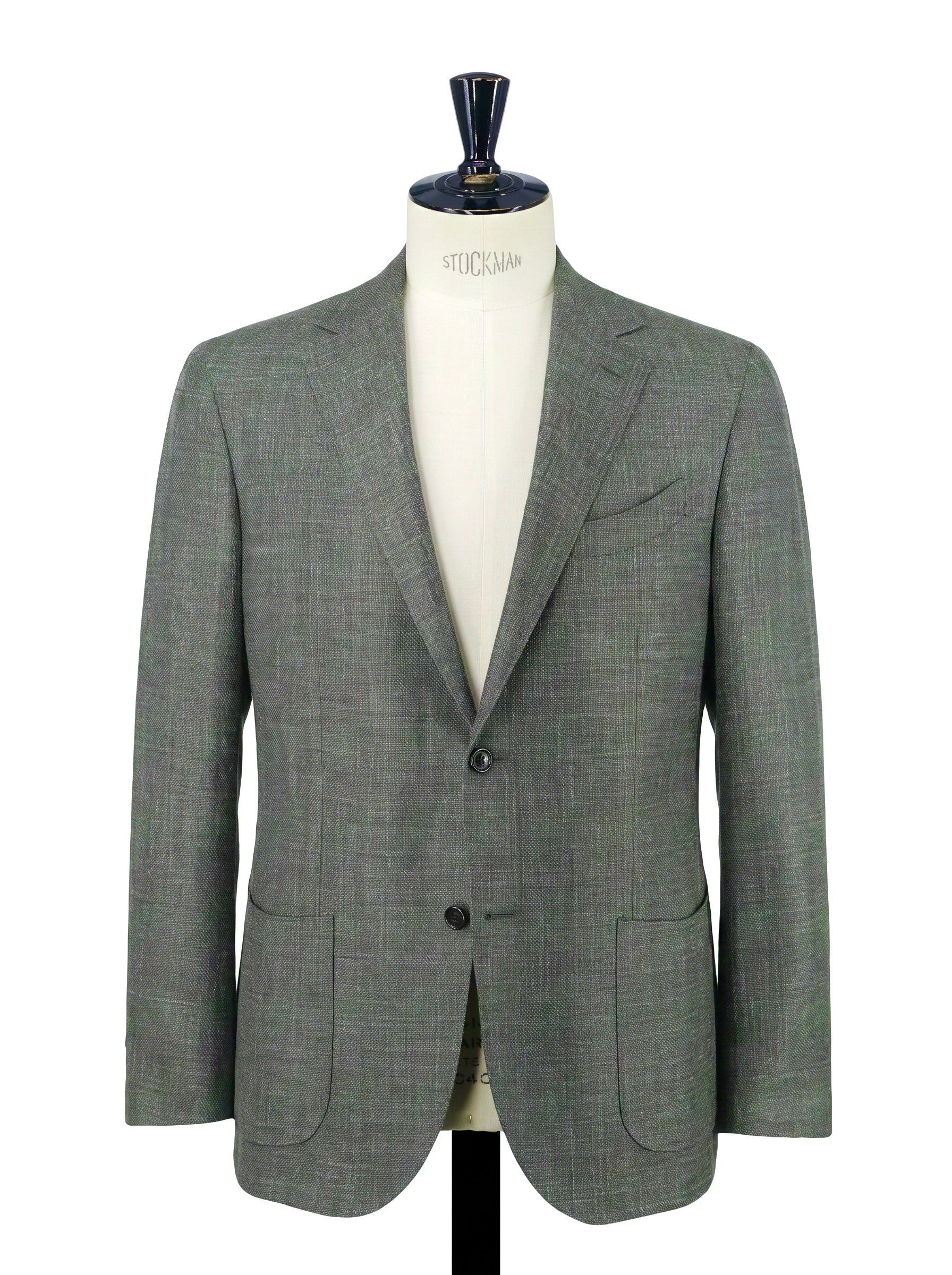 Corneliani Green Wool, Silk & Linen Basketweave "Sartoria Light "Jacket