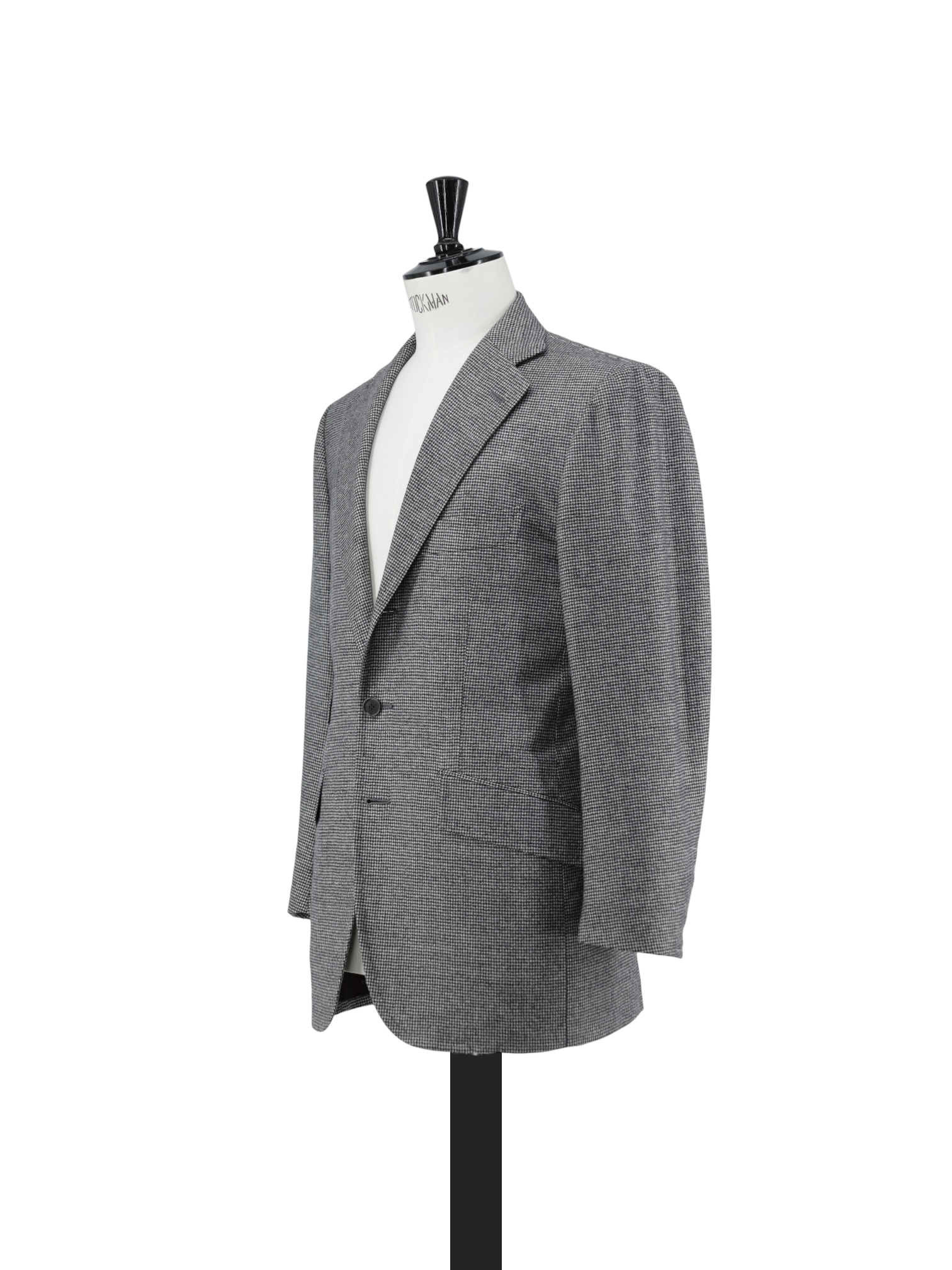 Cesare Attolini Black and White Wool & Cashmere Flannel Puppytooth Suit