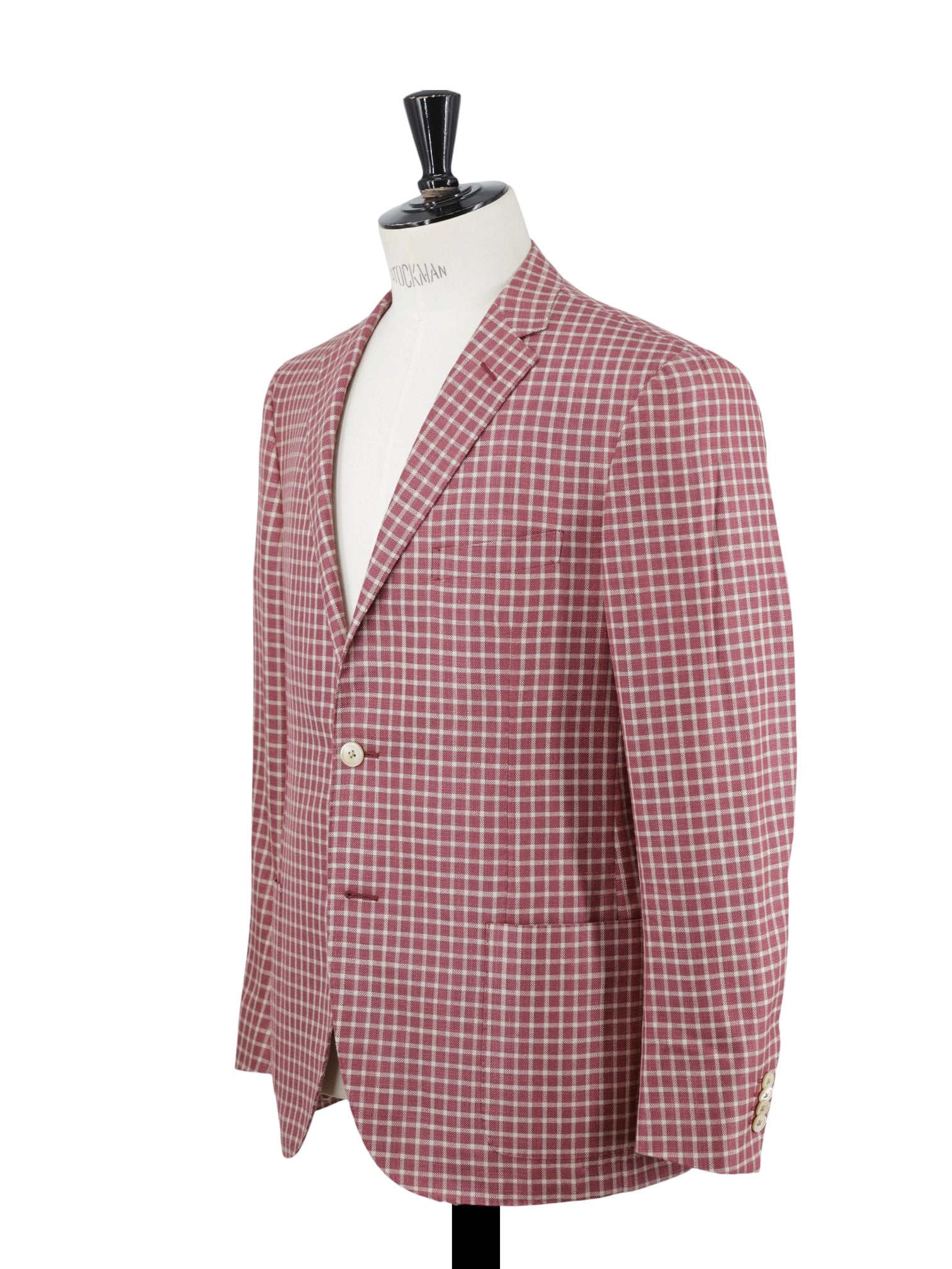 Corneliani Red & White Silk & Wool Checkered Academy Jacket