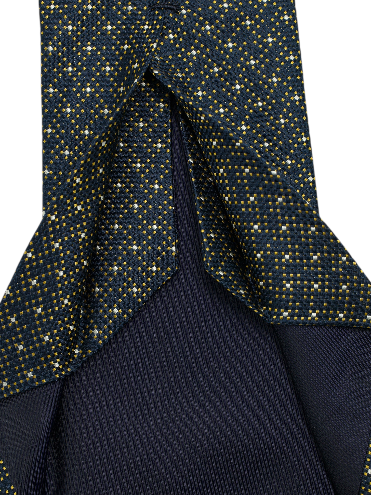 Kiton 5-Fold Navy & Gold Silk Starry Sky Pattern Tie