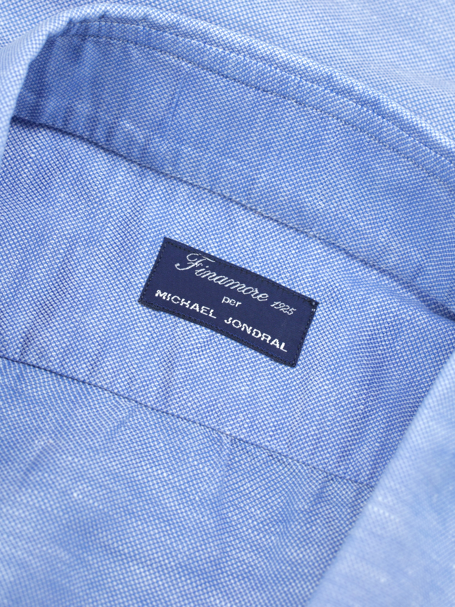 Finamore Blue Linen & Cotton Melange Pinpoint Summer Shirt