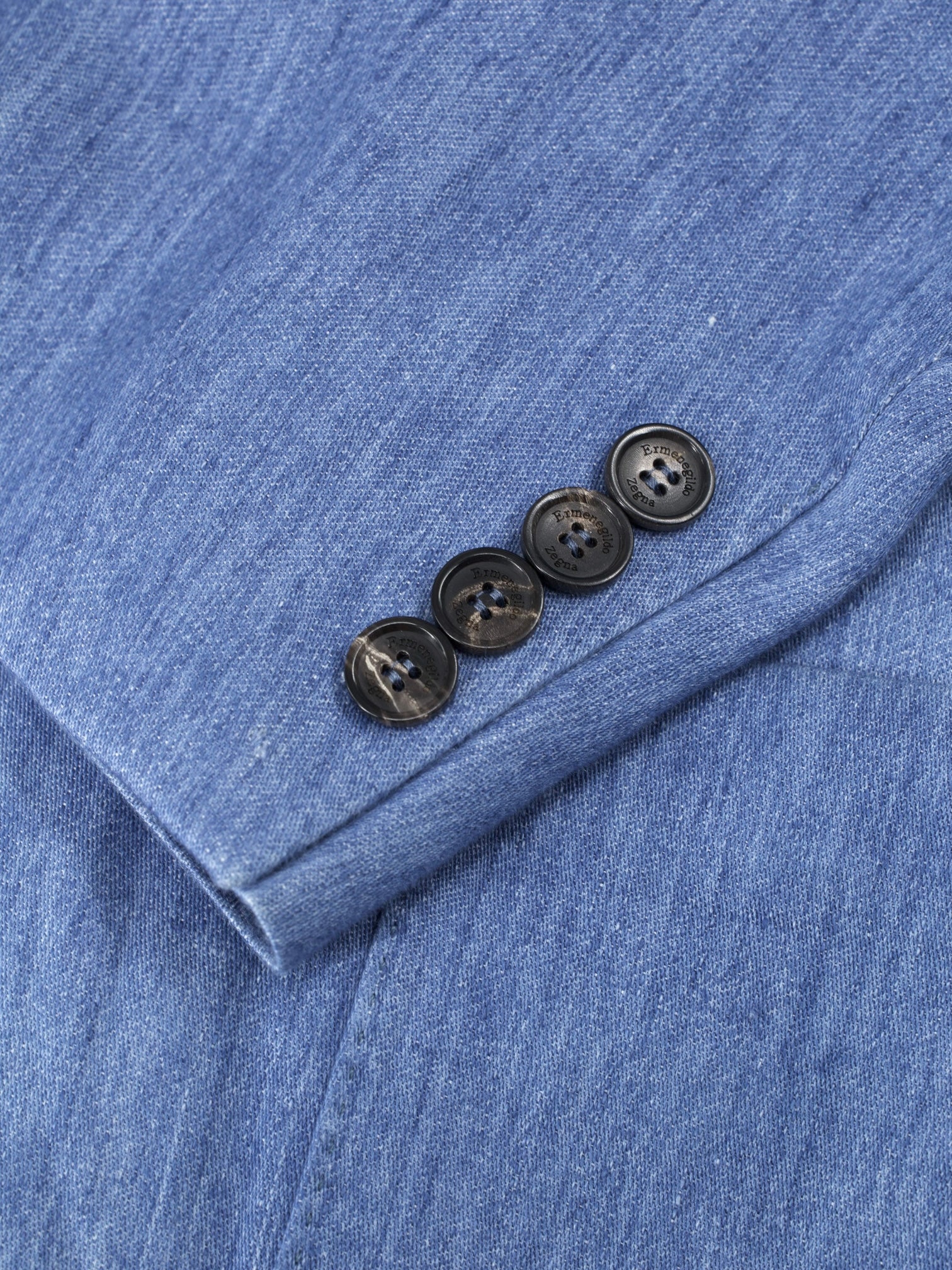 Ermenegildo Zegna Light Blue Chambray-Linen Denim-Effect Casual Jacket