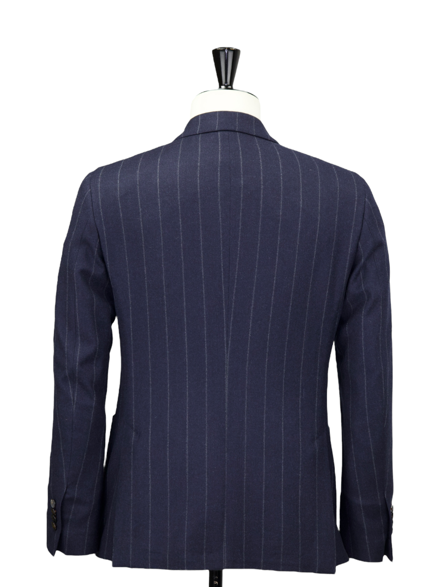 Lardini Navy Double Breasted Wool & Cashmere Flannel Chalkstripe Suit