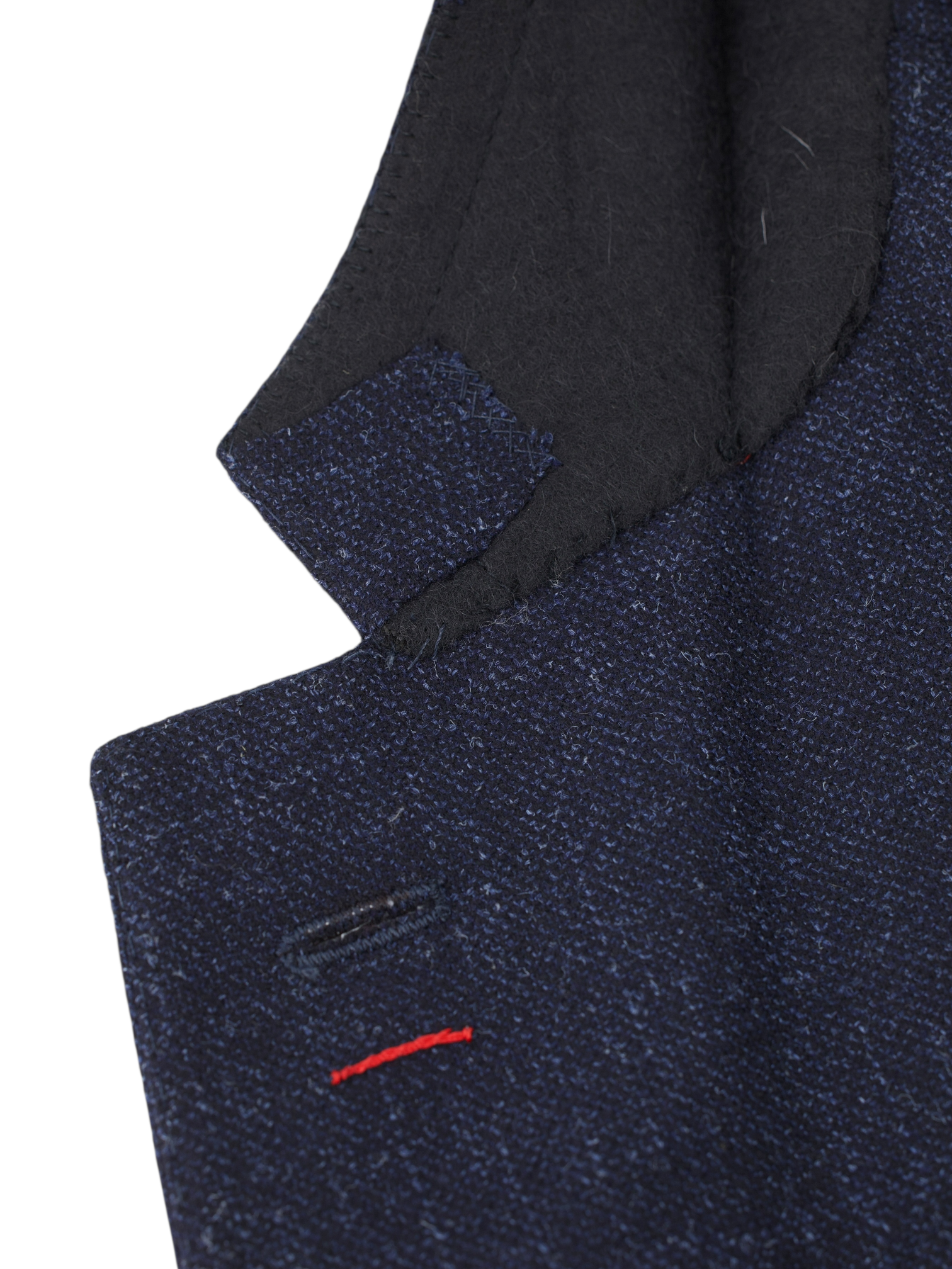Isaia Dark Blue Wool, Silk & Cashmere Micro-Pattern “Sailor” Jacket