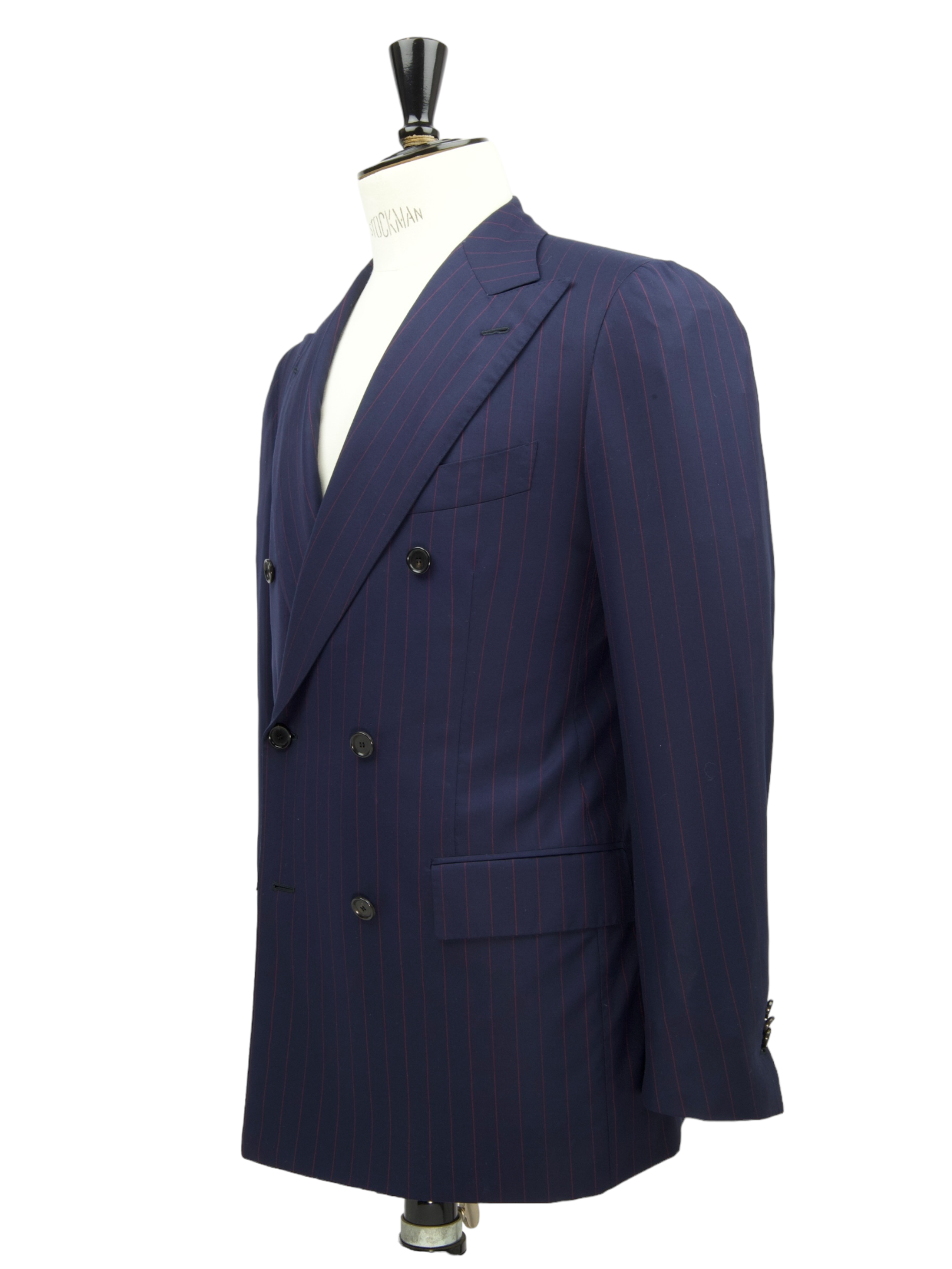 Cesare Attolini Blue & Red Double Breasted Super 200's Pinstripe Suit