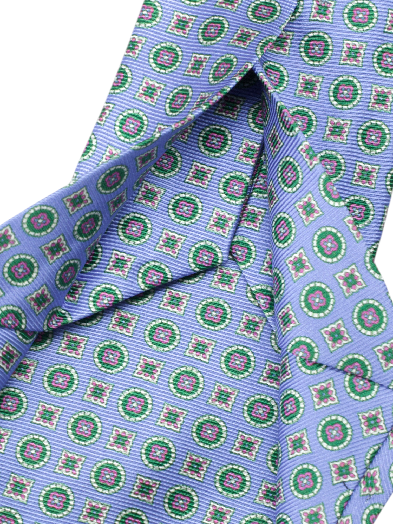 Kiton 5-Fold Light Blue & Multicolor Geometric Tie