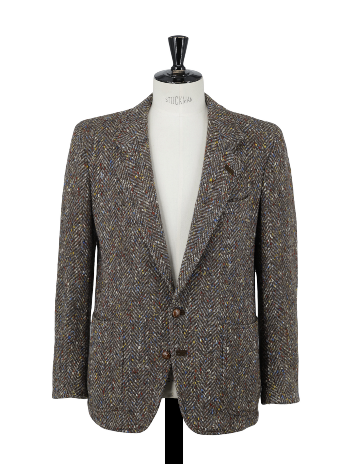 Ermenegildo Zegna Vintage Brown & Multicolor Wool Donegal Herringbone Jacket