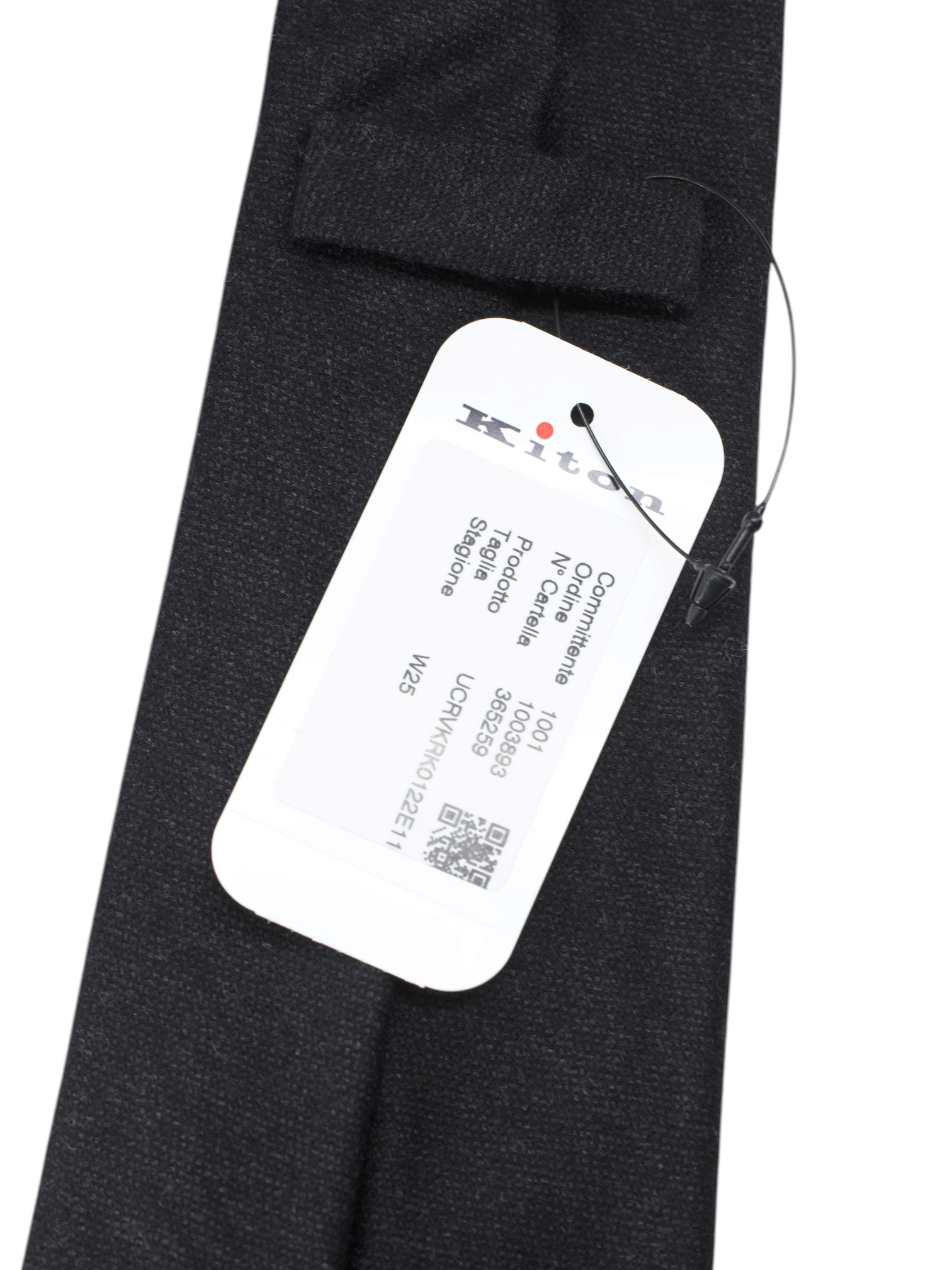 Kiton 5-Fold Dark Grey Wool, Cashmere & Stretch Tie