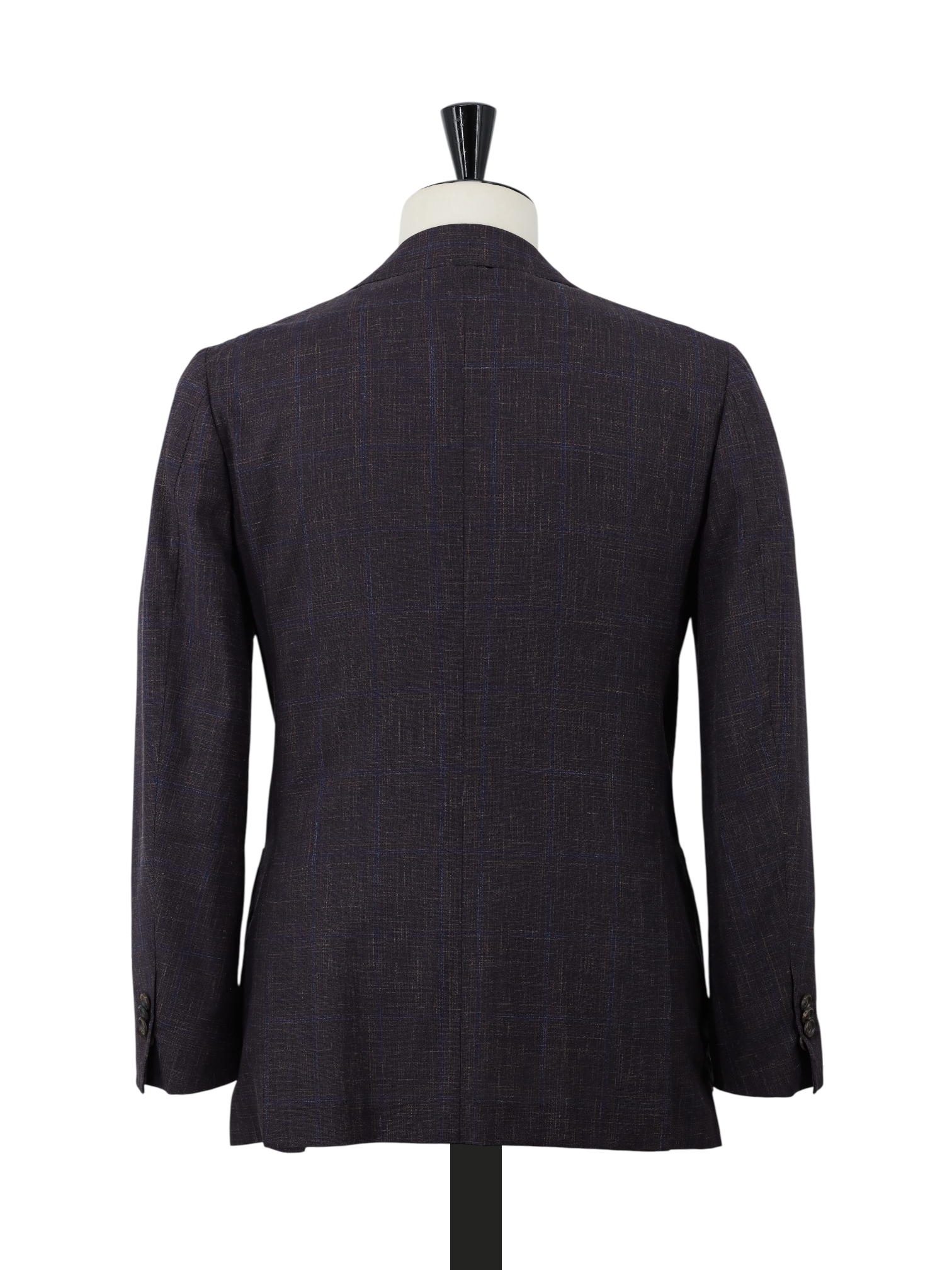 Cesare Attolini Mahogany Brown Wool, Silk & Linen Windowpane Jacket