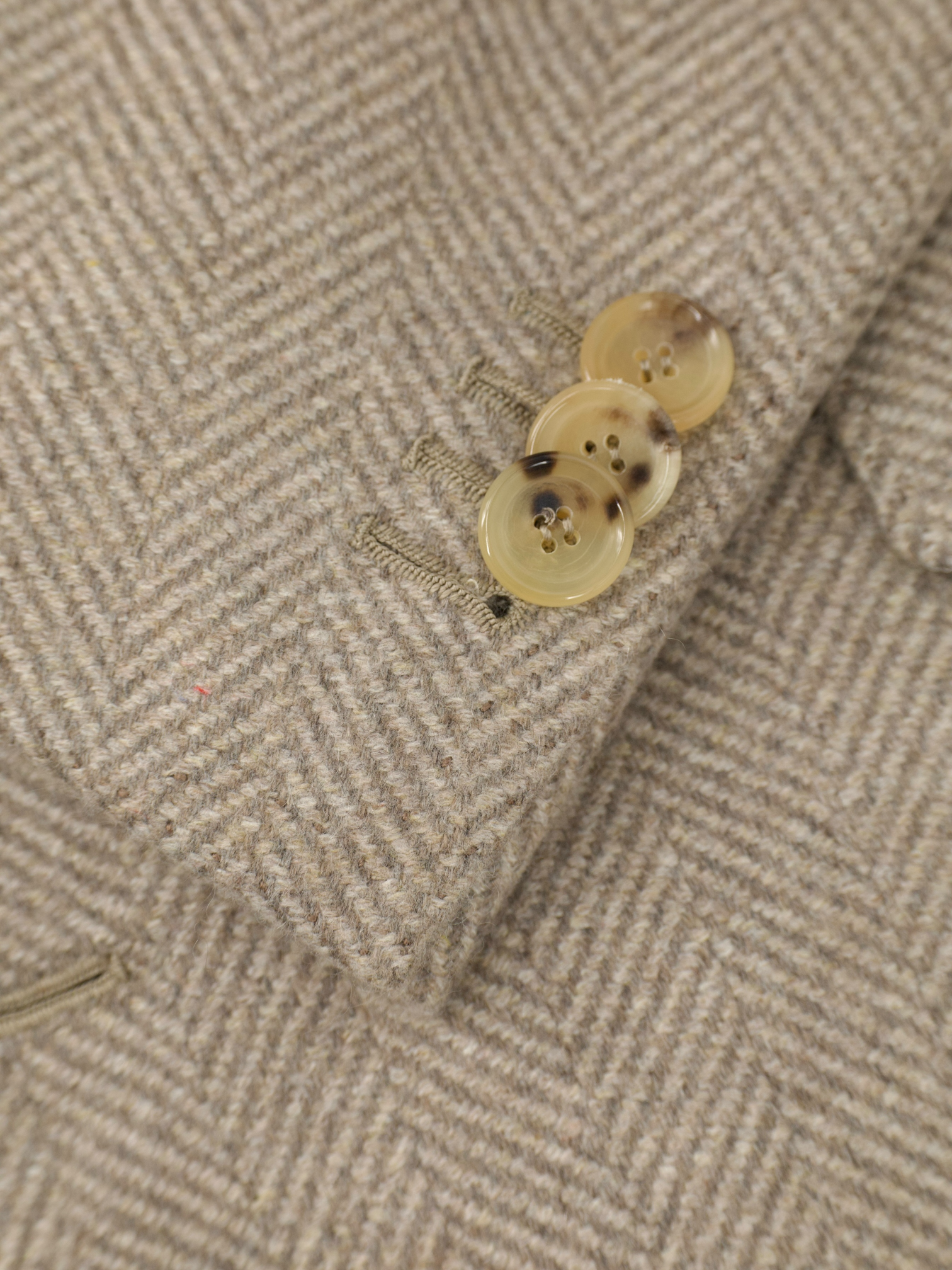 Cesare Attolini Taupe Pure Cashmere Herringbone Sartorial Polo Coat