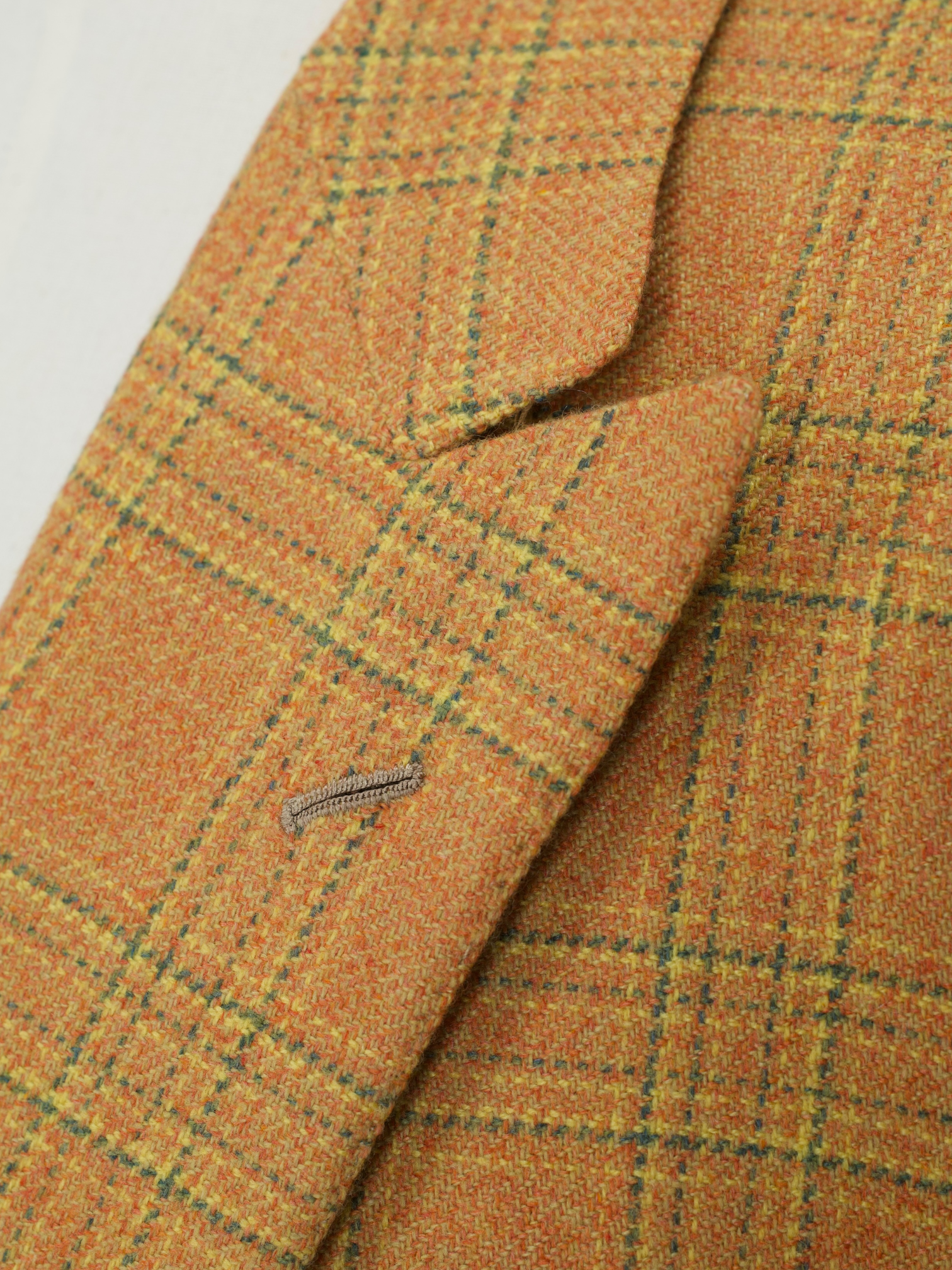 Kiton Orange Pure Plushy-Cashmere Double Breasted Windowpane Jacket