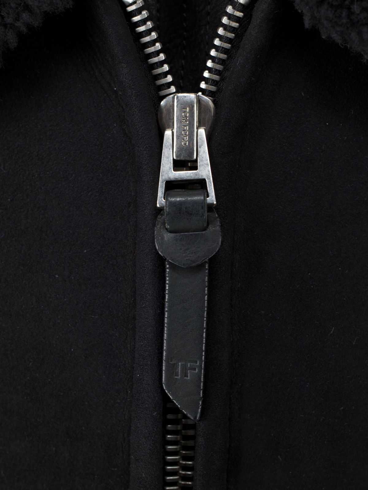 Tom Ford Black Lambskin Nubuck-Shearling Zip-Up Aviator Jacket