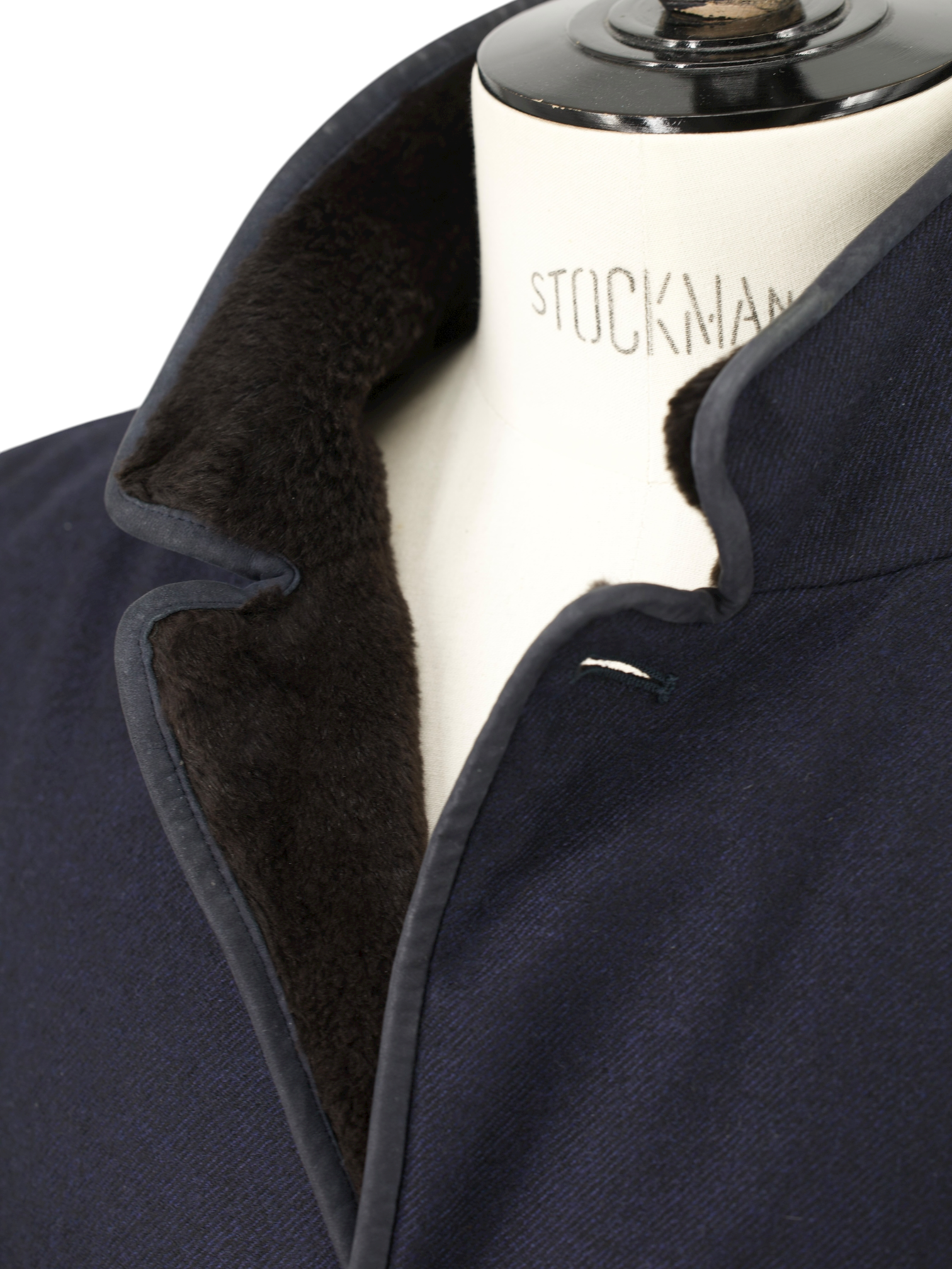 Mandelli Navy Storm System & Rabbit-Fur Lining Overcoat