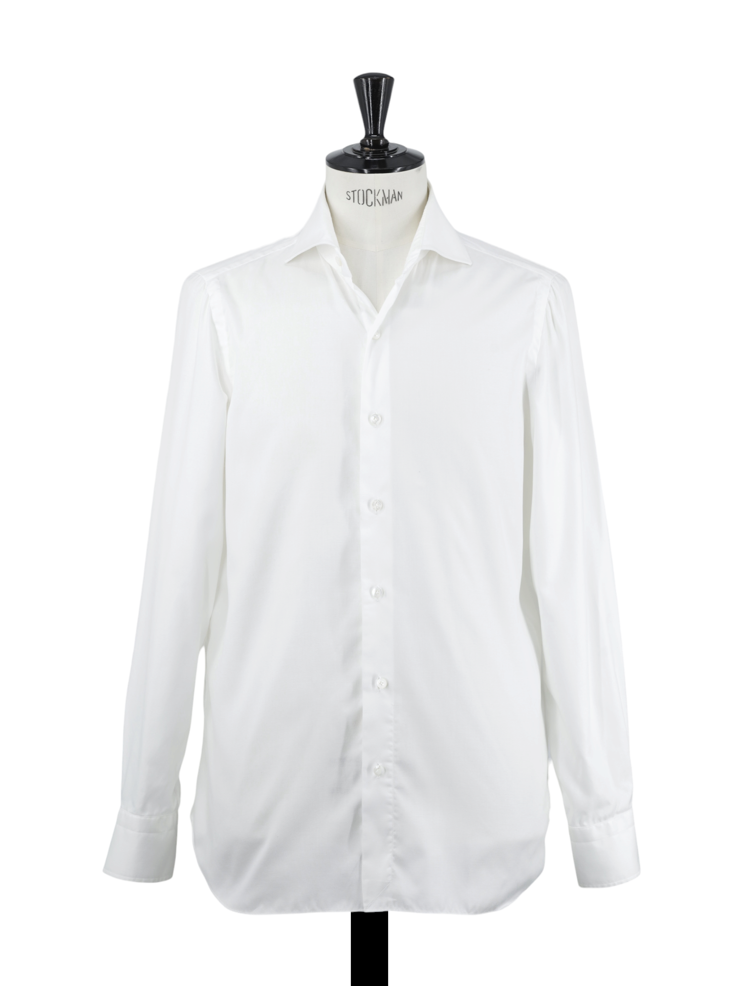 Finamore White Cotton Pinpoint Barrel-Cuff Shirt
