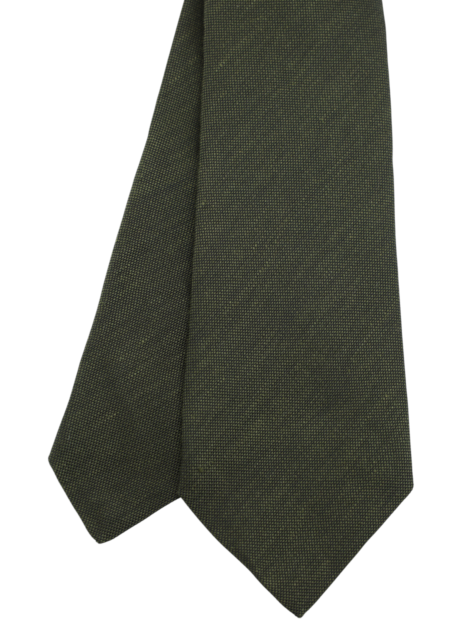 Kiton 5-Fold Dark Green Linen & Silk Pinpoint Tie