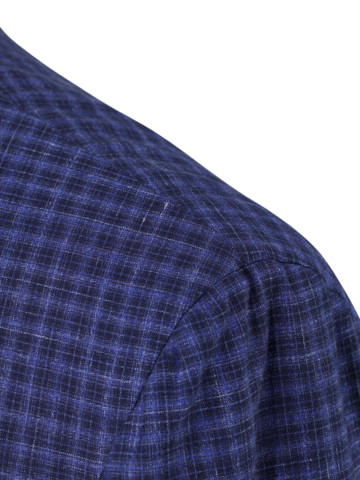 Kiton Royal Blue Cashmere, Silk & Linen Checkered Lungo Jacket