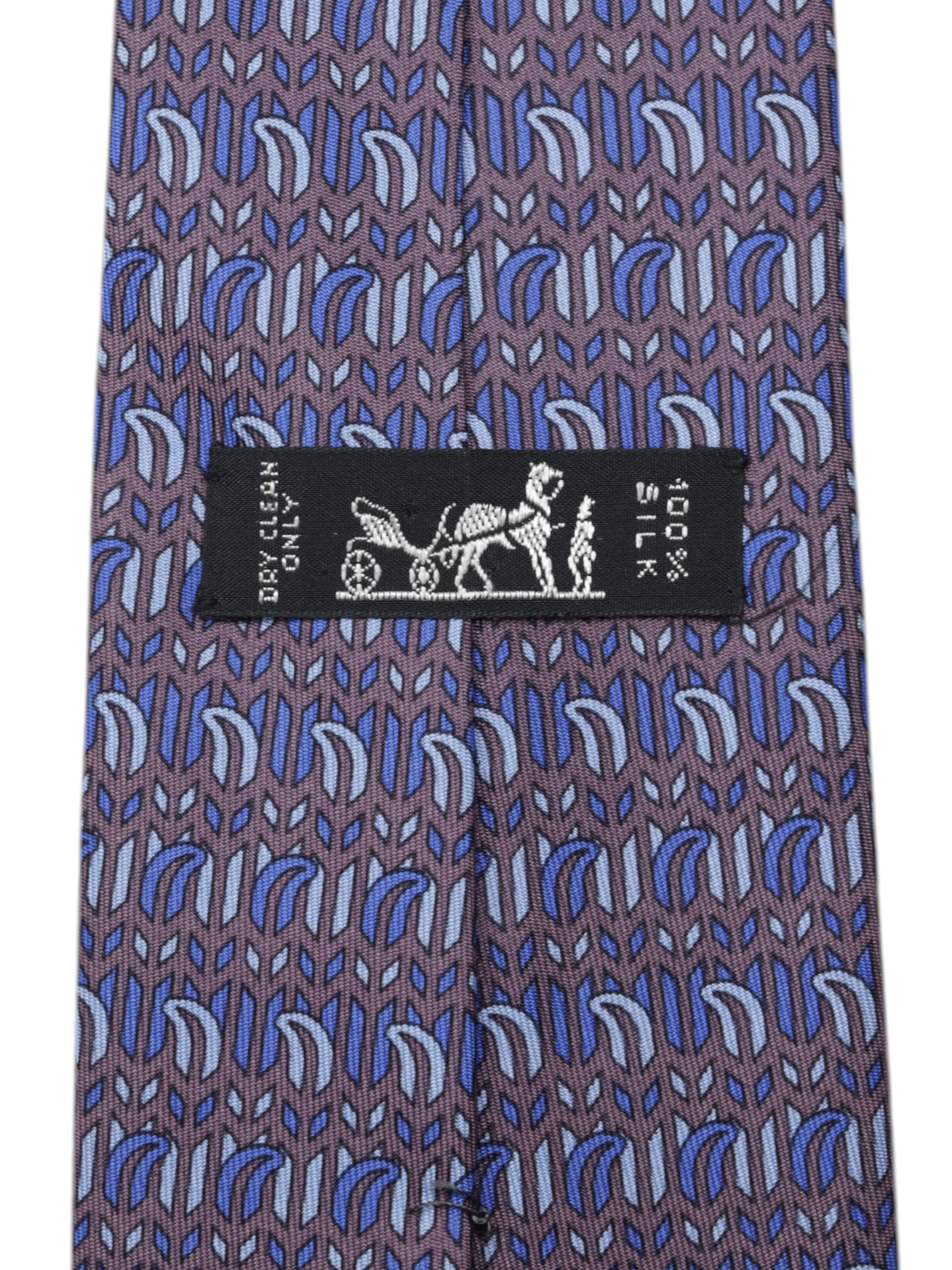 Hermès Brown & Azure Blue Silk Floral-Pattern Tie