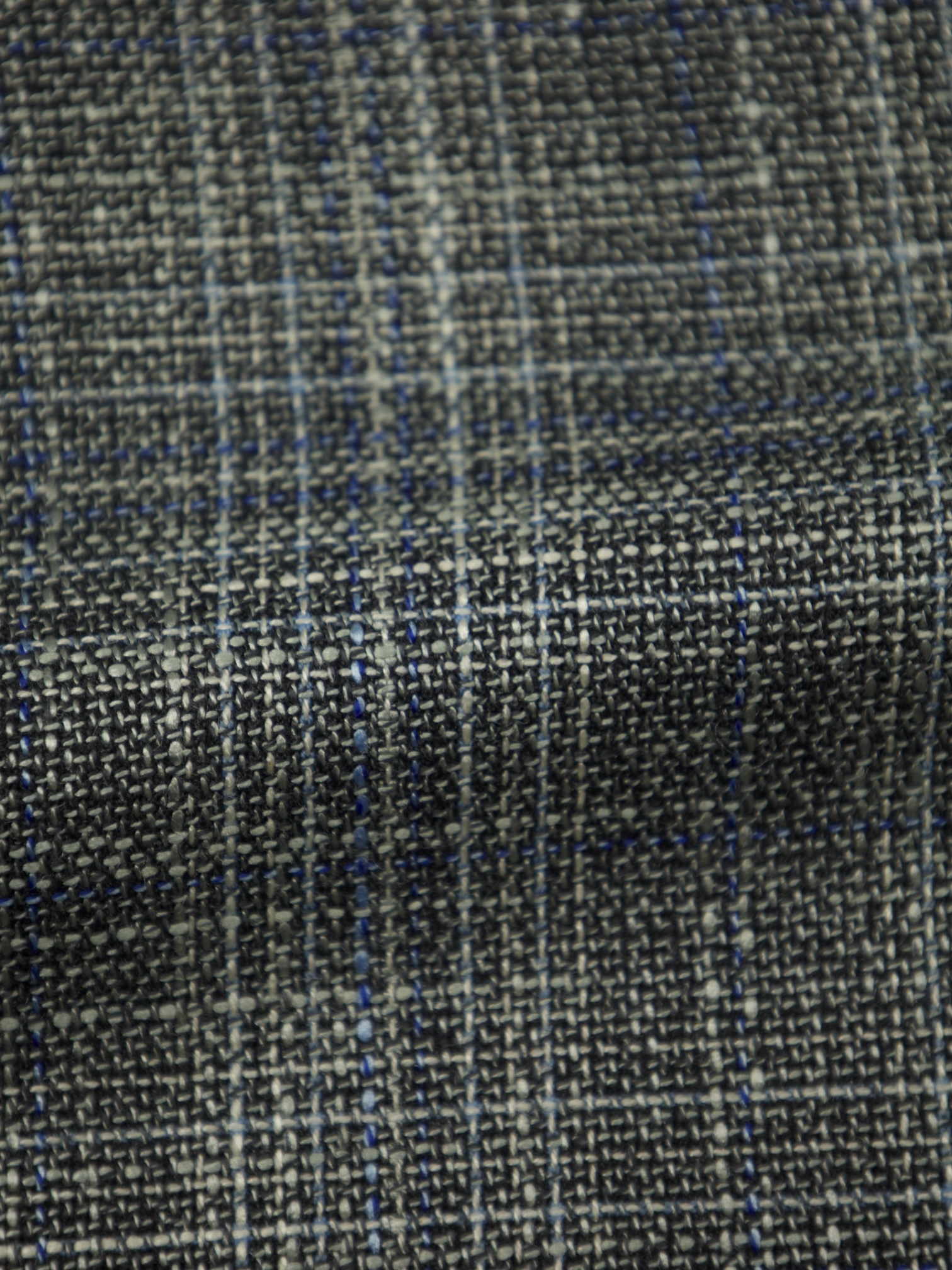 Kiton Grey & Ice Blue Virgin Wool & Silk Check Jacket